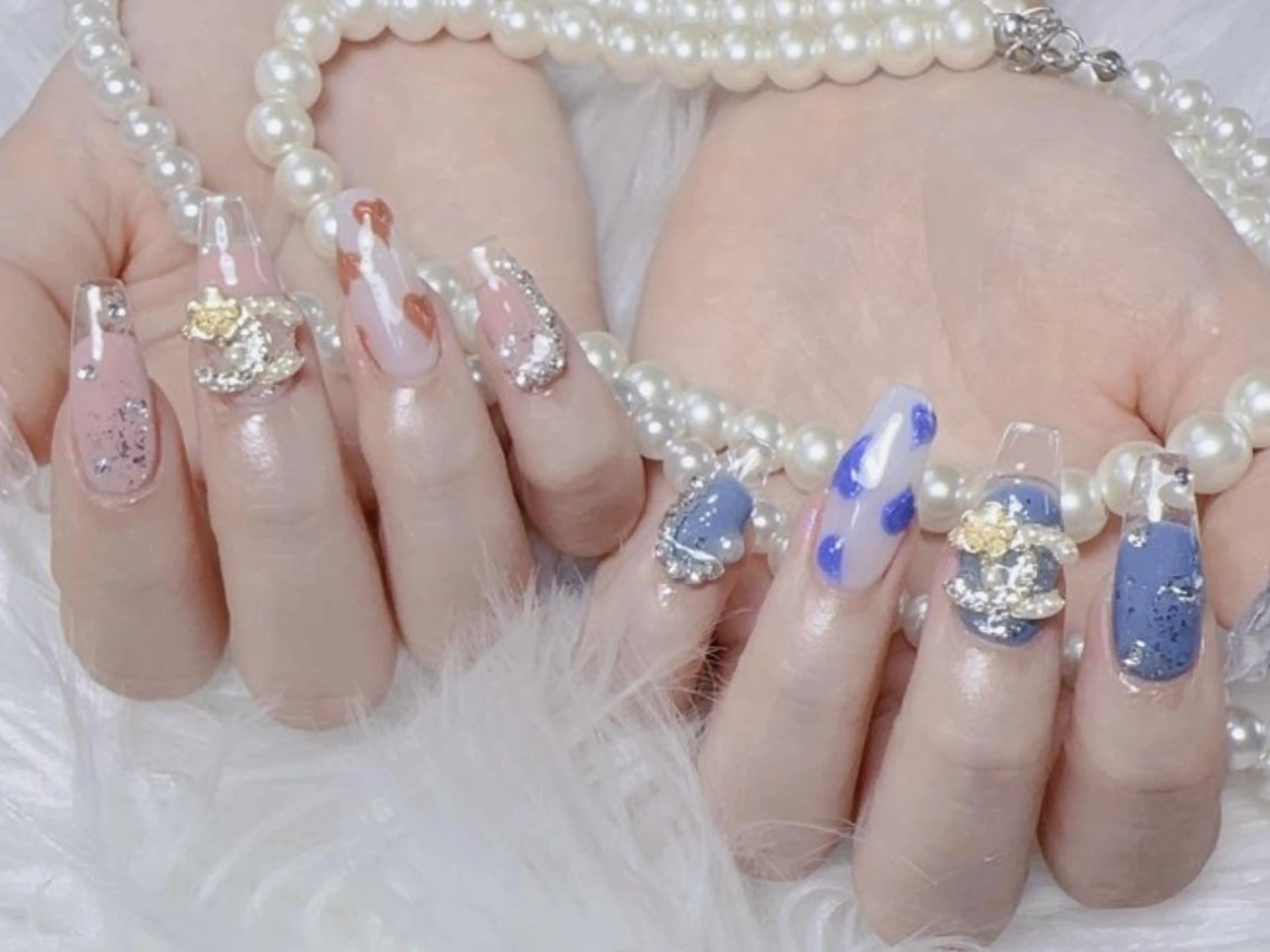 メンズ ネイル アートネイル フレンチネイル ジェルネイル キラキラネイル パラジェル Bloom kabukiのネイルデザイン