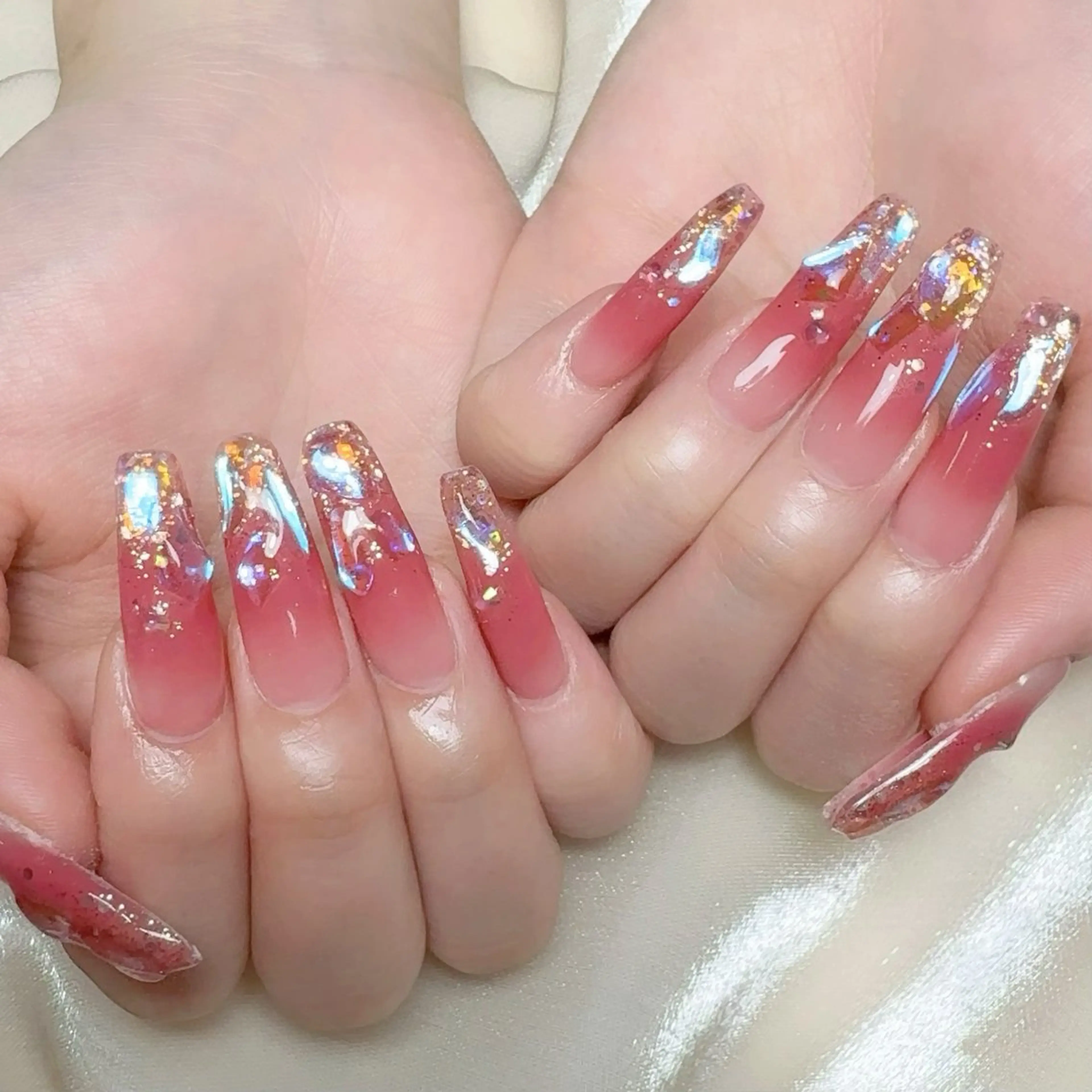 メンズ ネイル メンズ韓国風 アートネイル オーロラネイル ガーリー キラキラネイル ハンドネイル Nail salon 木にいるのネイルデザイン