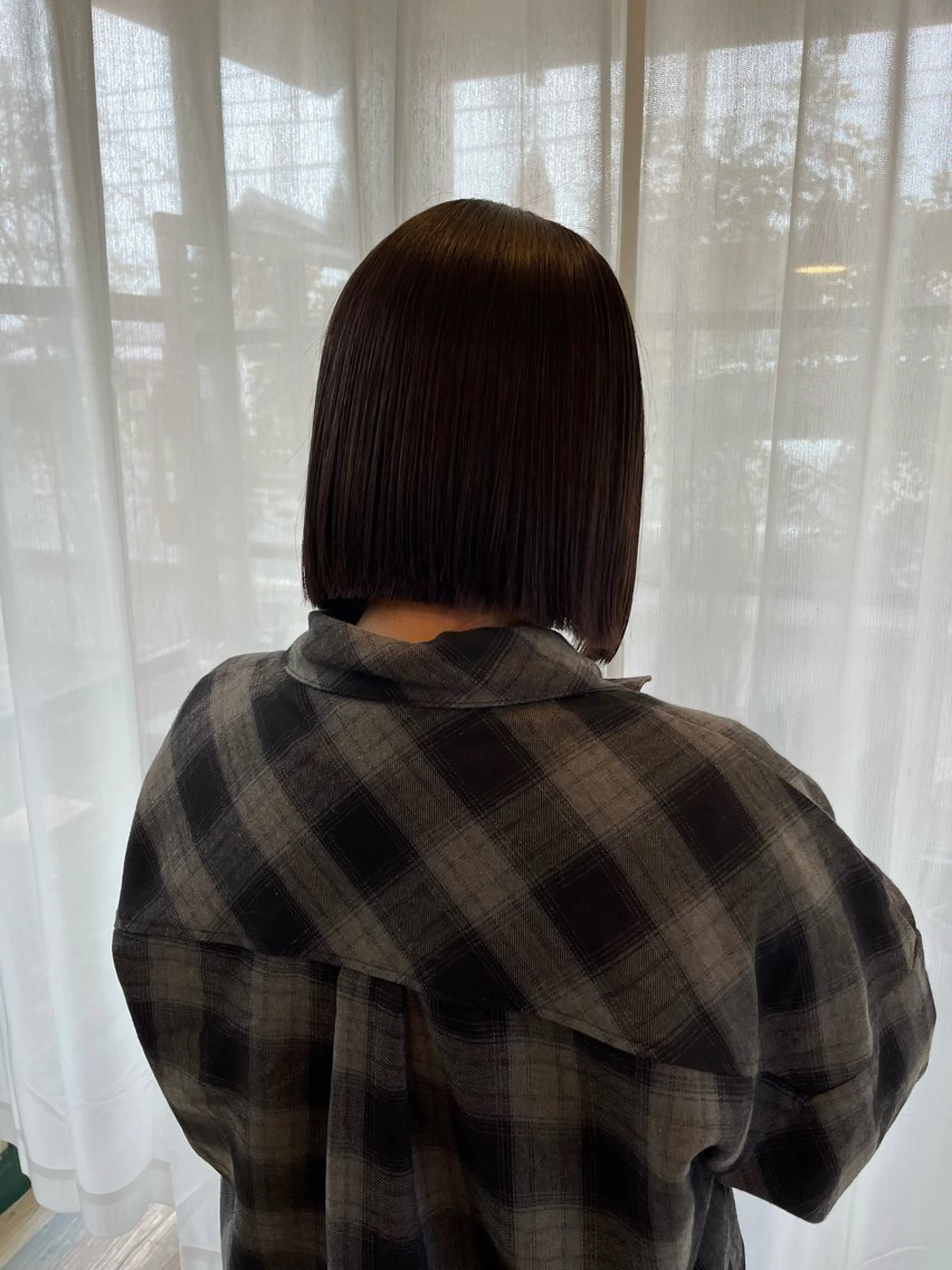 ショート 切りっぱなしボブ ボブ 縮毛矯正 カット 縮毛矯正 フナビキ ユウキのヘアスタイル