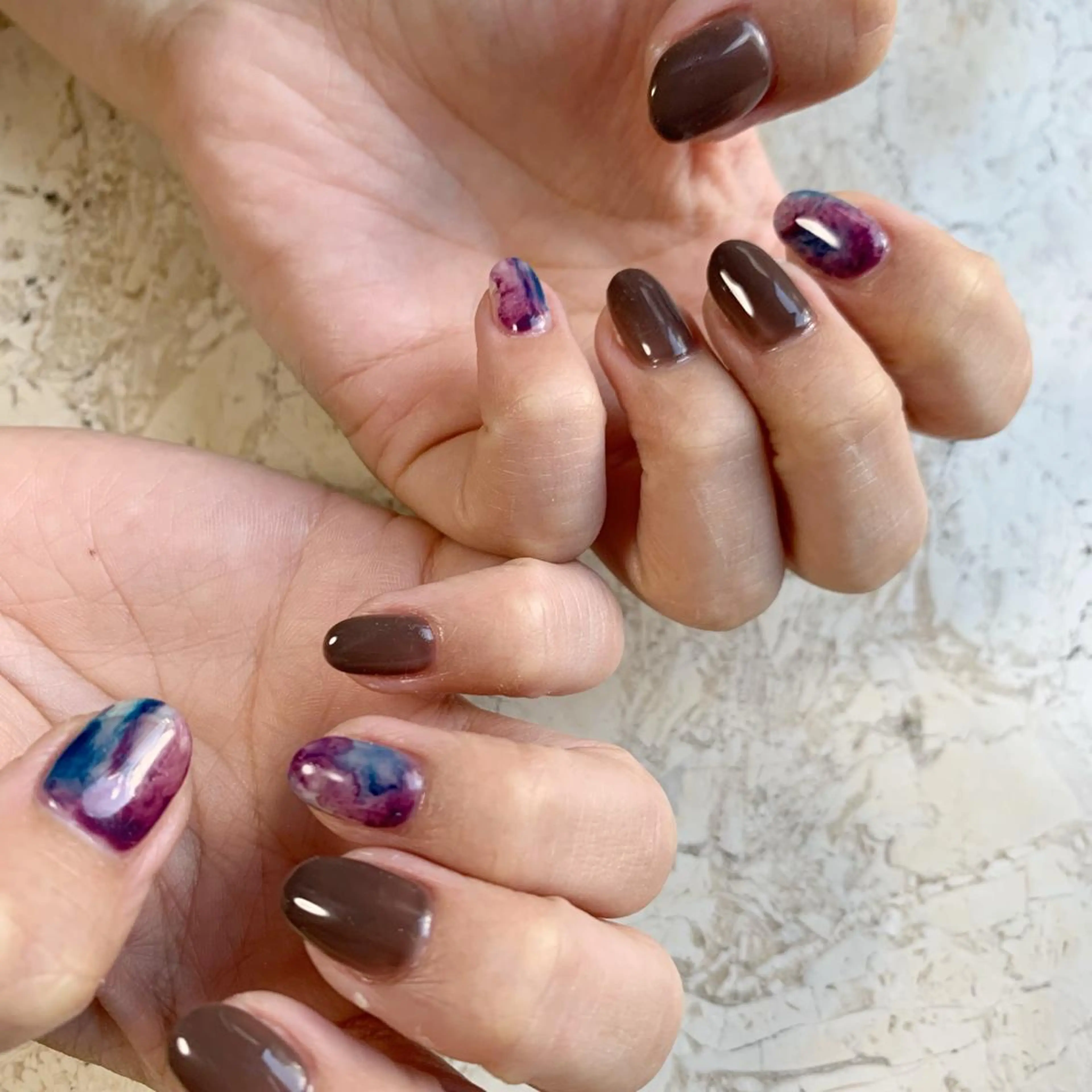 ネイル アートネイル ブラウン ジェルネイル 韓国ネイル 持ち込み ハンドネイル nail salon mieux(ミュー)のネイルデザイン