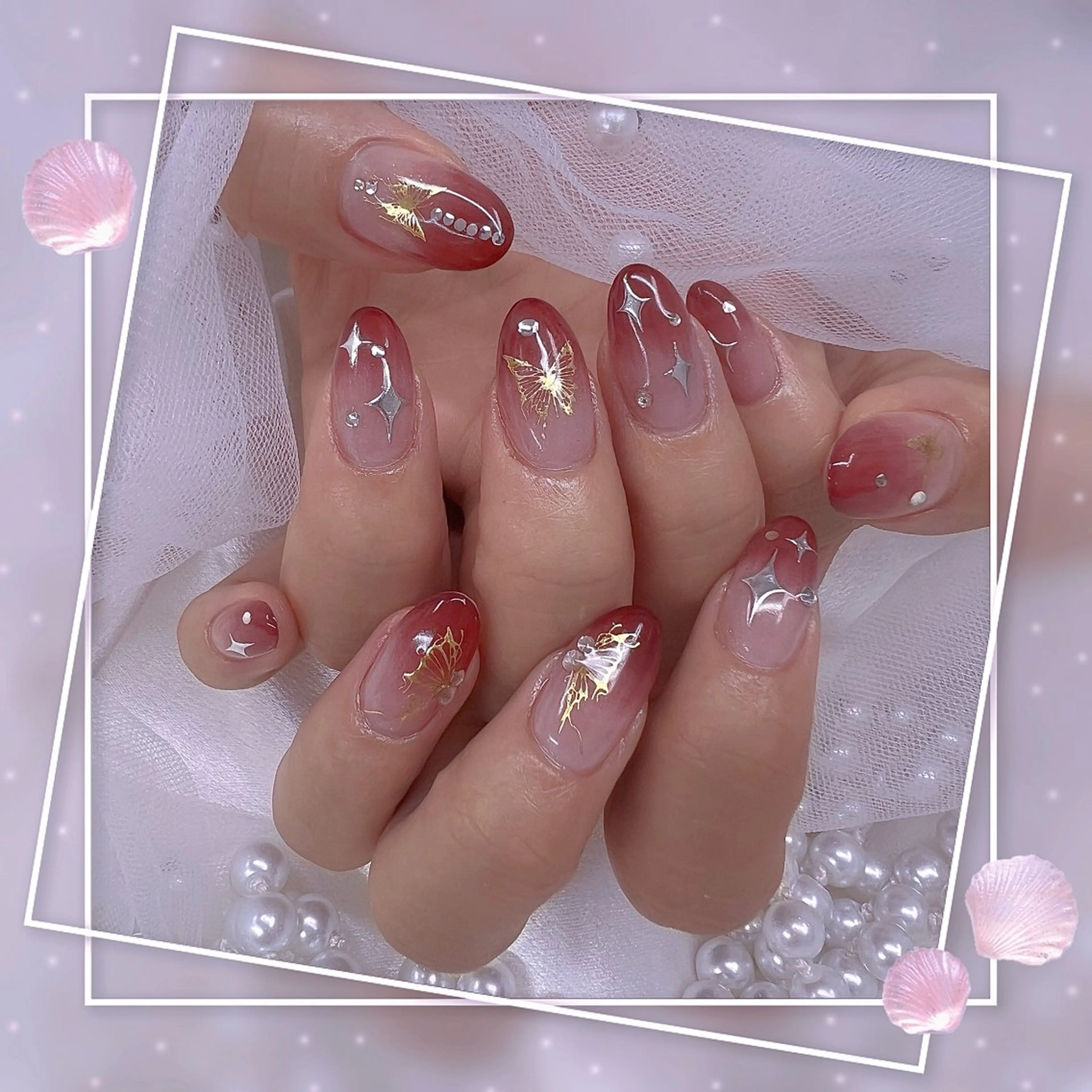 ネイル チークネイル フレンチネイル グラデーション マグネットネイル マグネットフレンチ ハンドネイル Chill Nailsalonのネイルデザイン