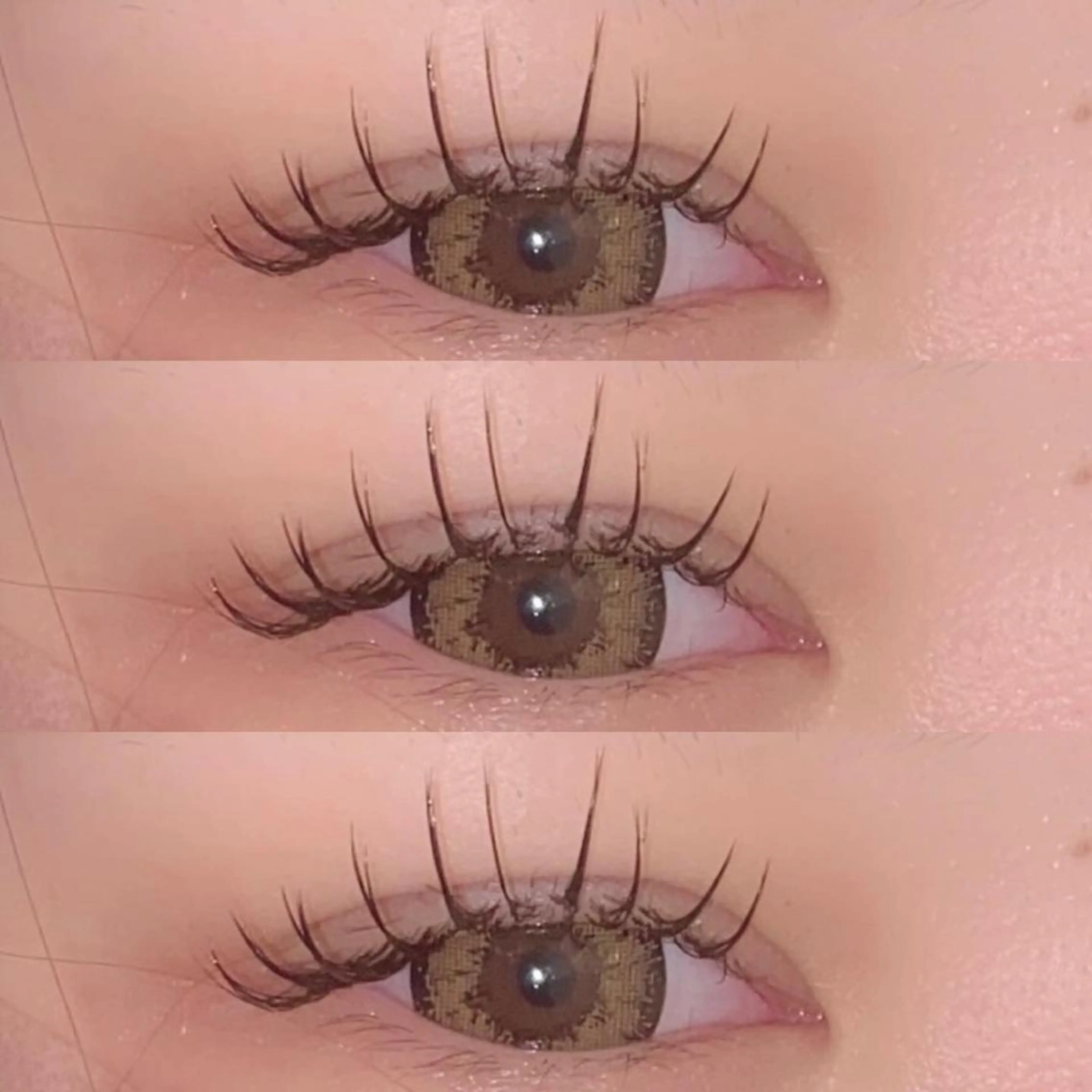 マツエク・マツパ 束感まつ毛 フラットラッシュ 韓国風マツエク パリジェンヌラッシュリフト ボリュームラッシュ 肌に馴染むハイトーン /ミルクティーカラーのヘアスタイル