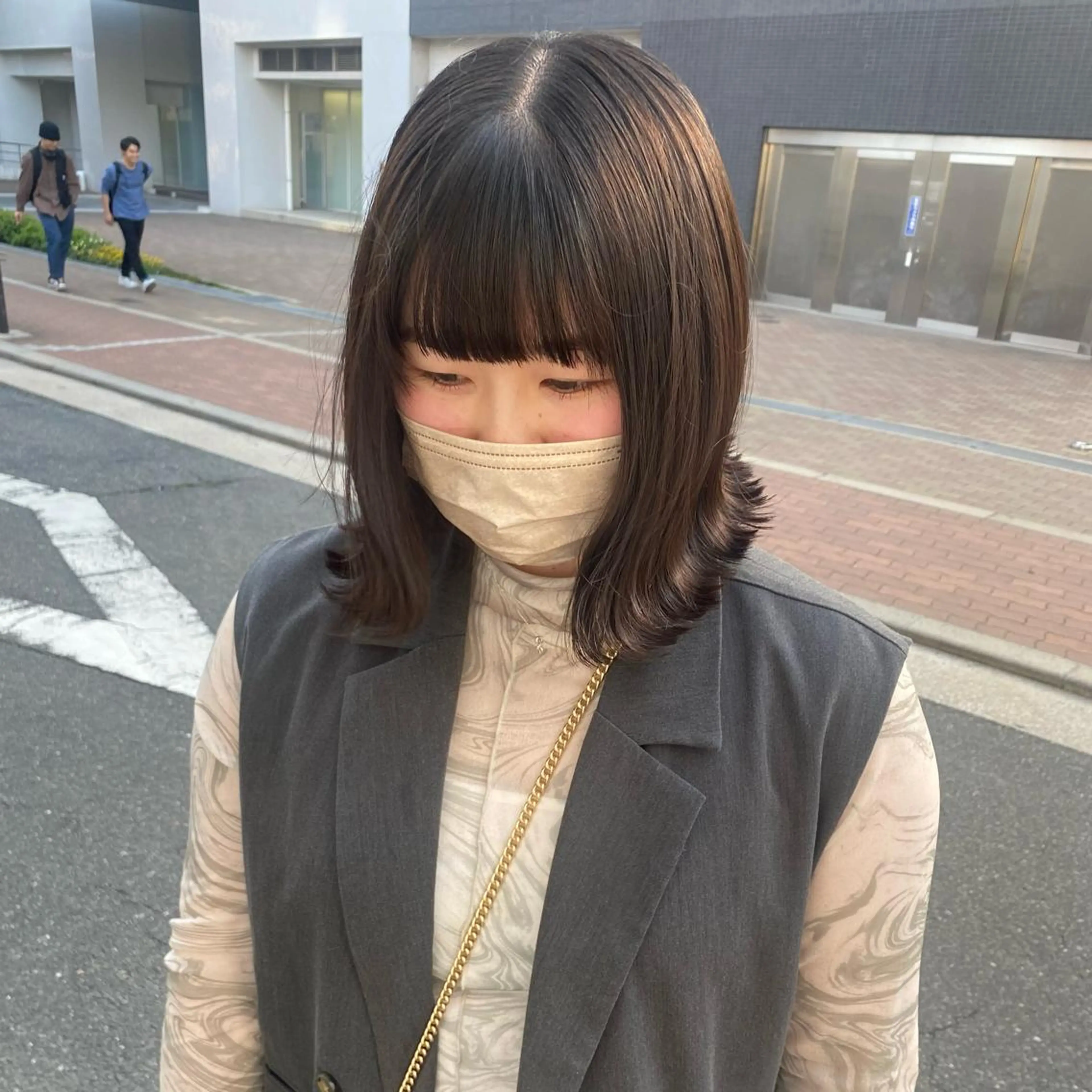 ミディアム カット Rinka/梅田/ 透け感カラー🤎のヘアスタイル