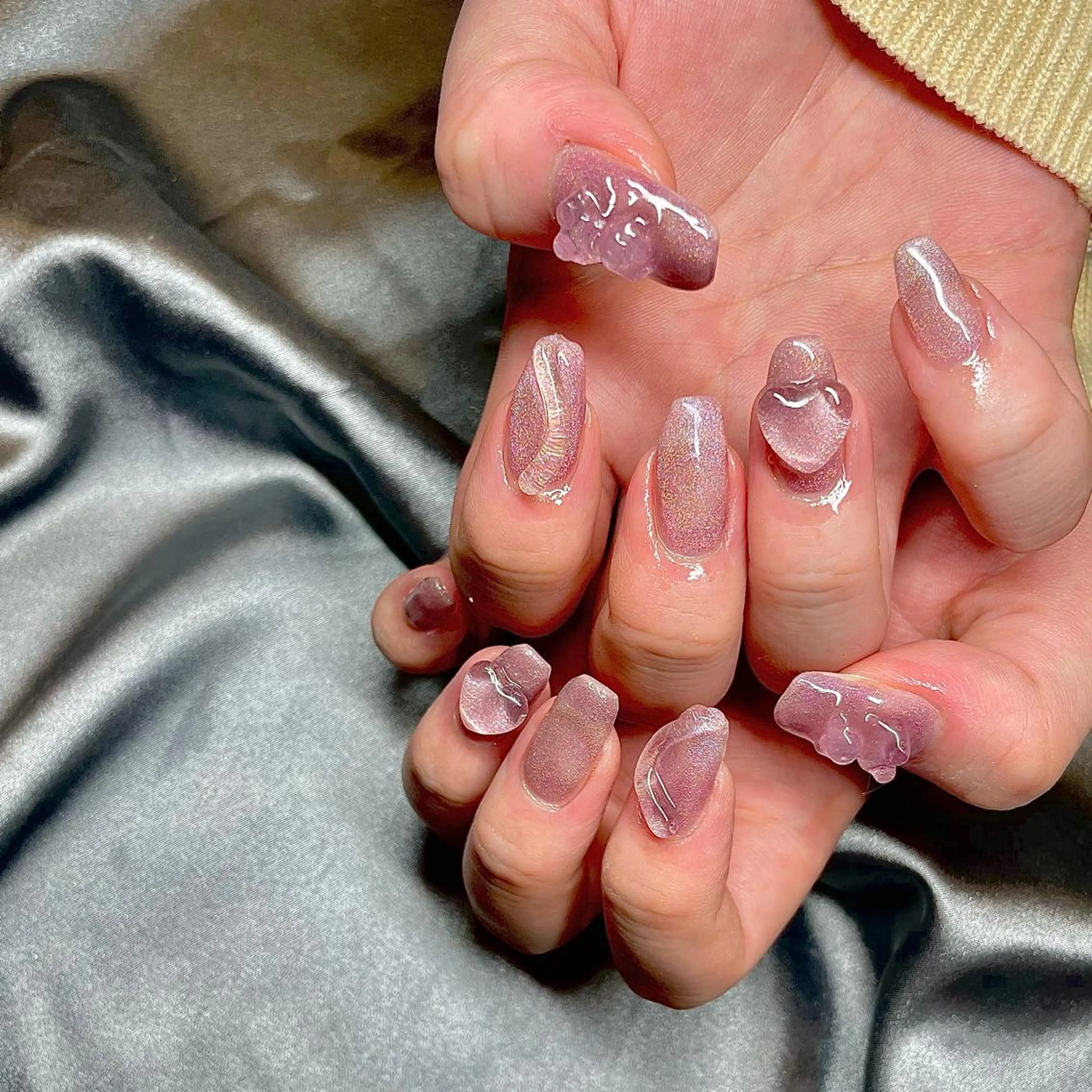 セミロング カラー パーマ ヘアアレンジ メンズ キッズ ネイル マツエク・マツパ アイブロウ クリアネイル ハート nail&eye Aoのマツエク・マツパデザイン