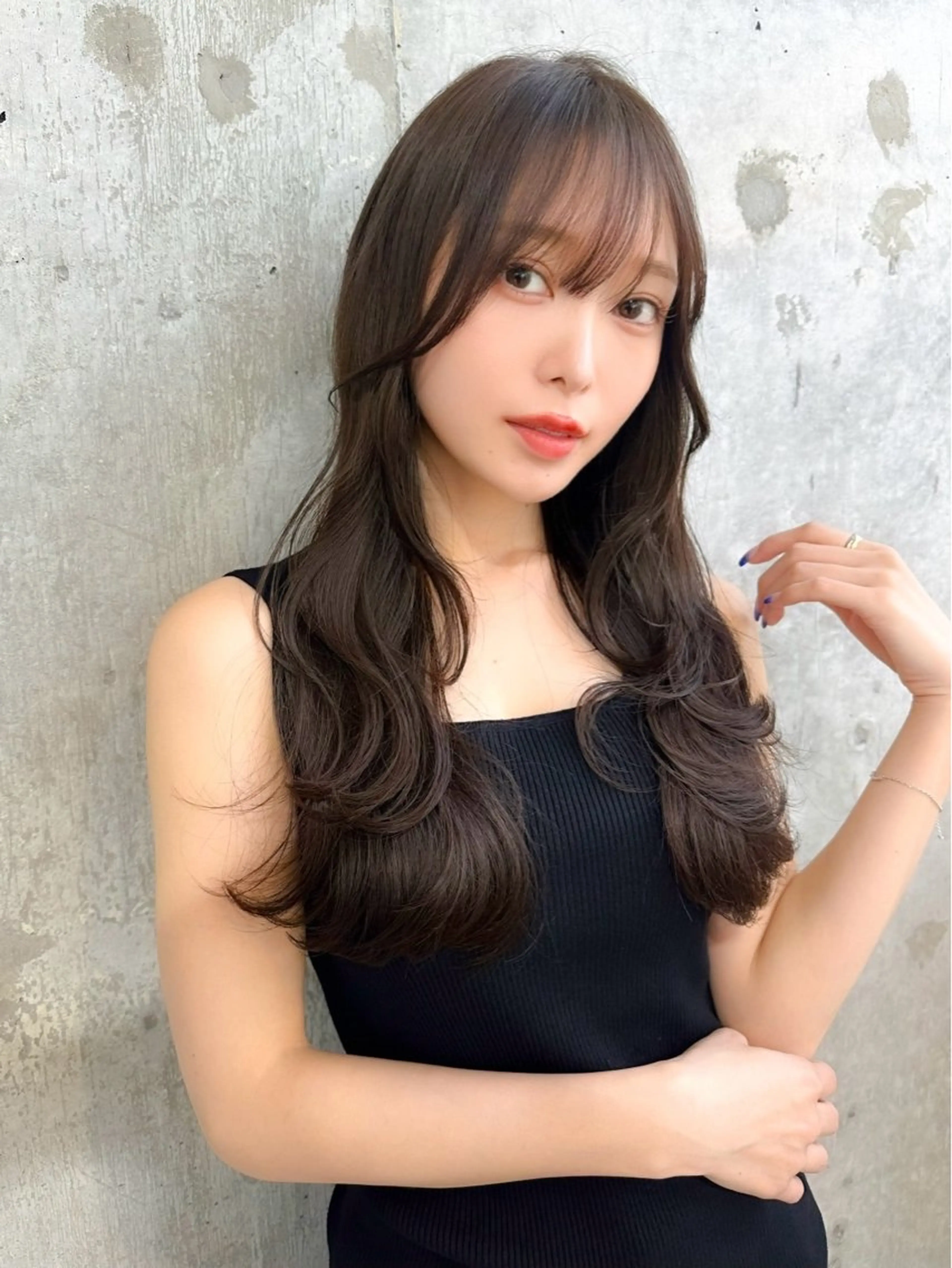 ミディアム カラー カット ヘアカラー トリートメント ヘッドスパ 髪質改善/韓国ヘア レイヤー/新宿/ロミのヘアスタイル