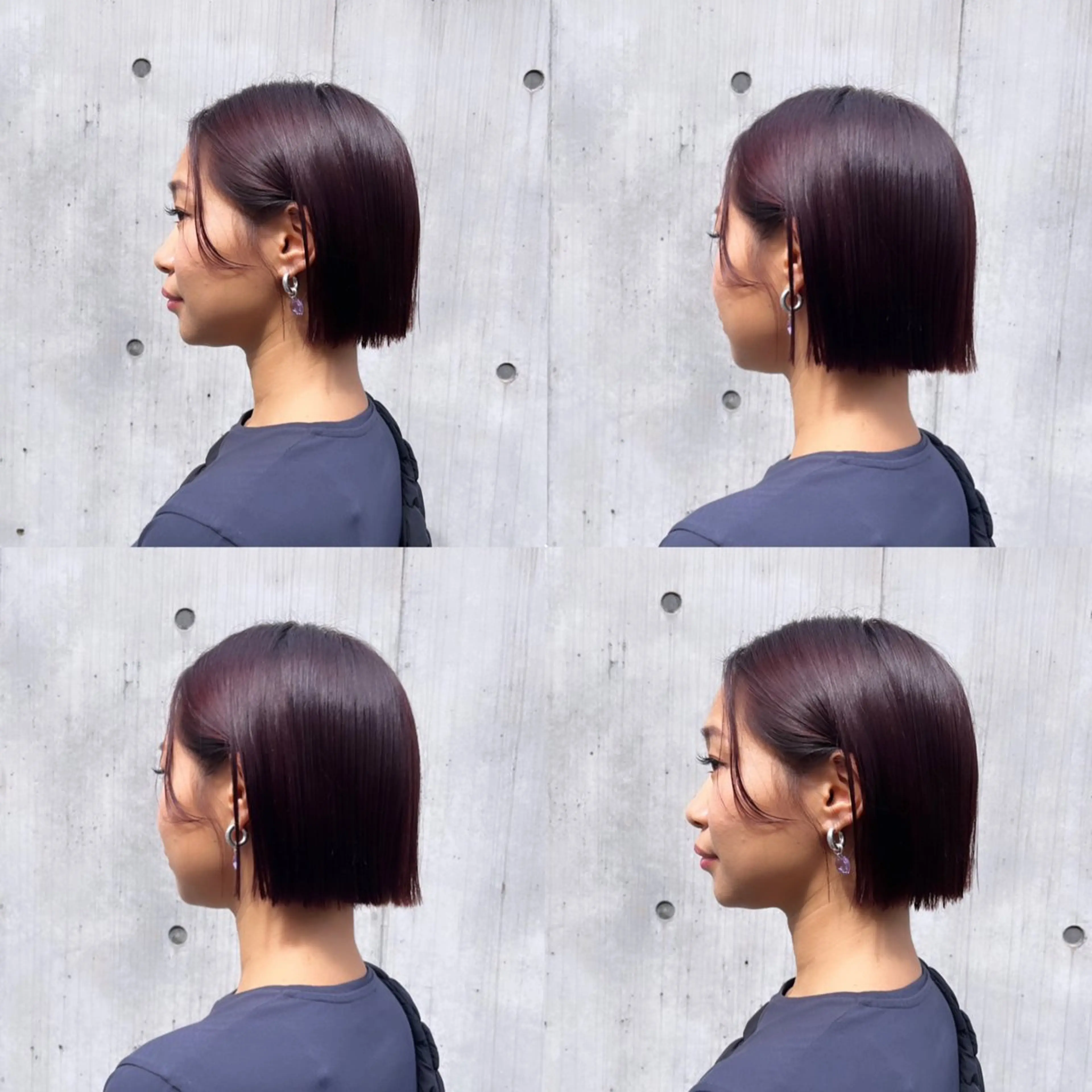 ショート カラー ボルドーカラー ブラウンカラー カシス 透明感カラー レッドカラー カット ヘアカラー トリートメント ヘッドスパ ヘアセット カジュアルを女っぽく 𝗮𝘆𝗮𝗰𝗼のヘアスタイル