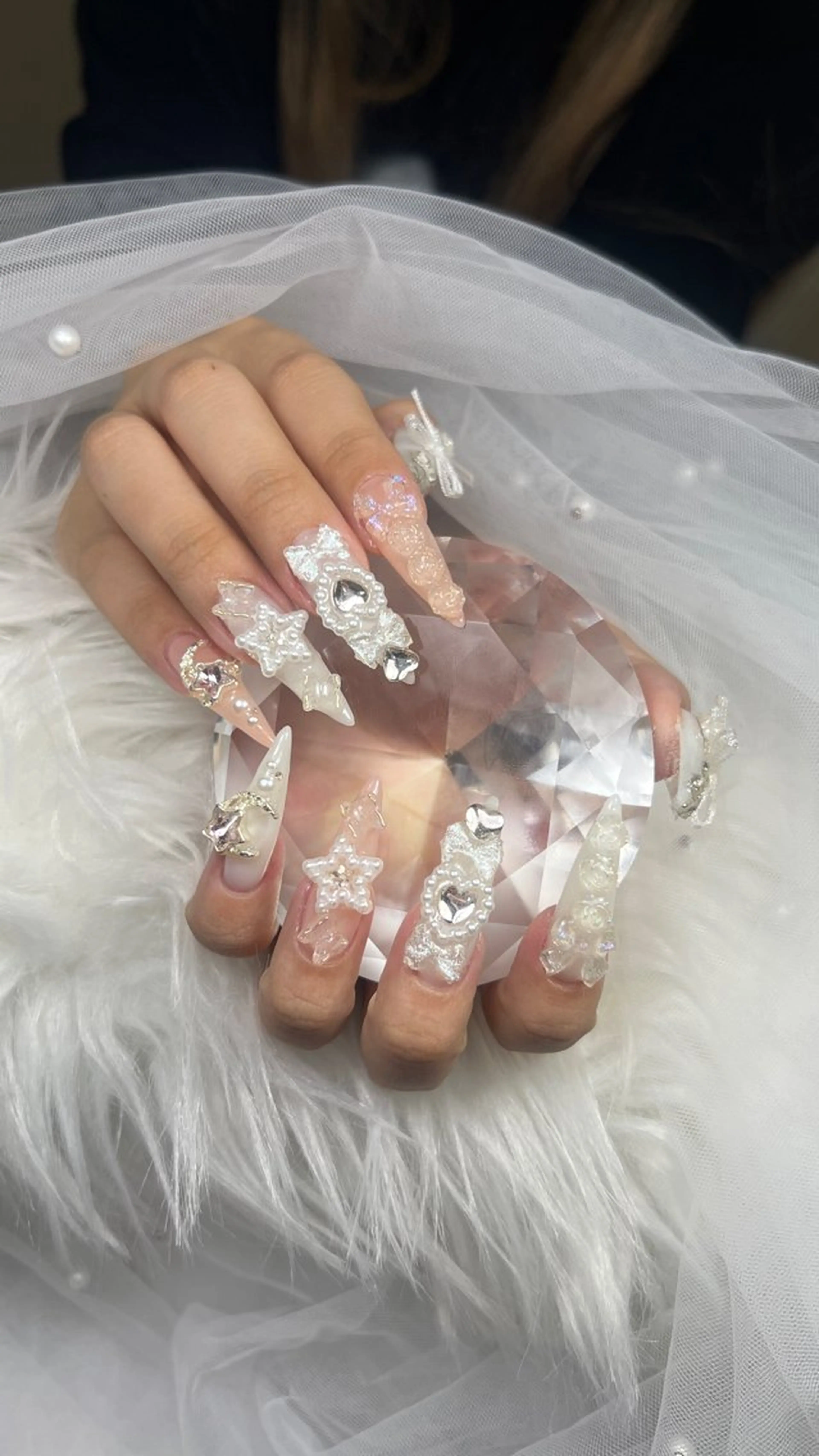 ネイル アートネイル オーロラネイル チークネイル 長さ出し フットネイル ハンドネイル フットネイル ハンドケア Noiranail_ studio川越西口のネイルデザイン