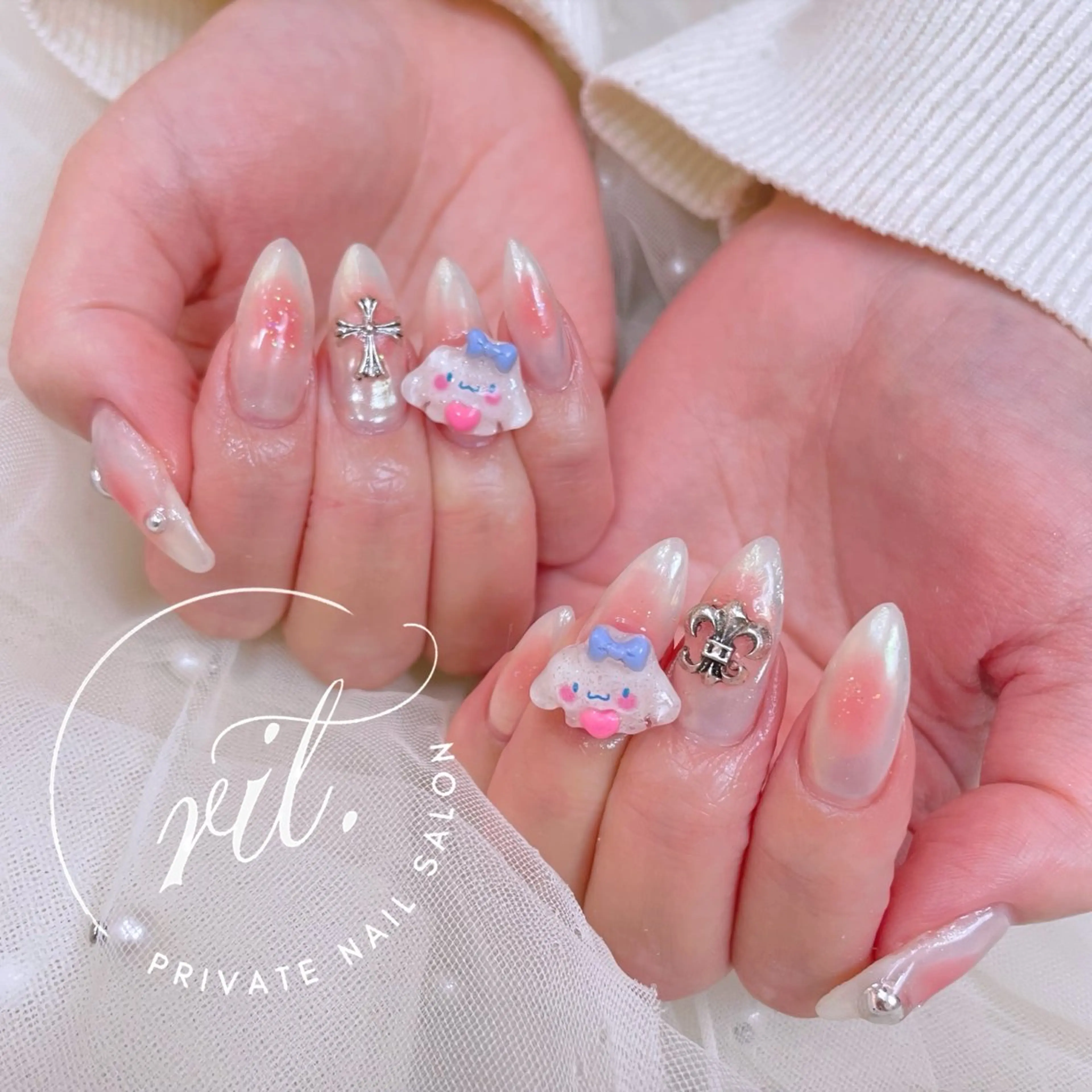 ネイル オーロラネイル チークネイル 韓国ネイル ミラーネイル ワンホンネイル ハンドネイル rit. _リットのネイルデザイン