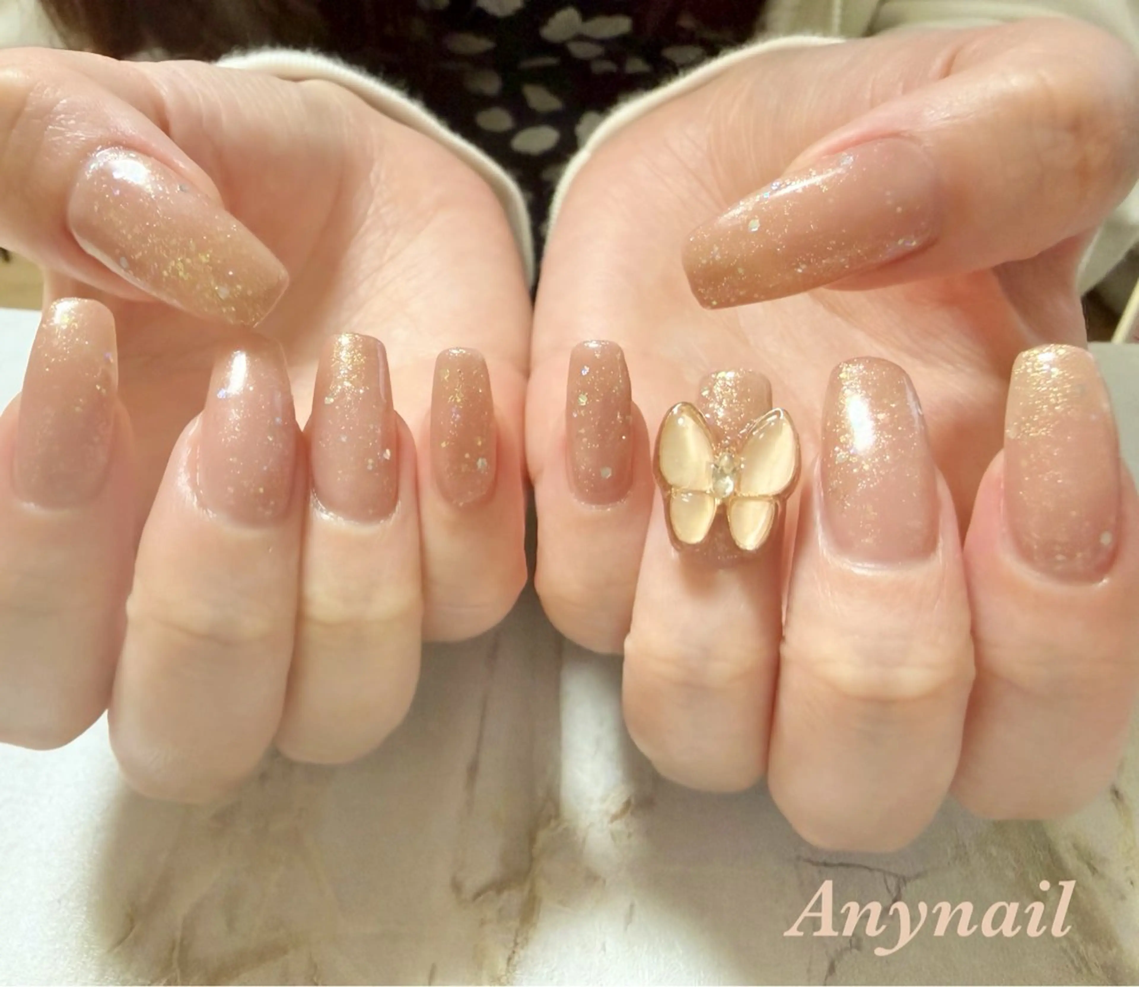 ネイル ブルー ラメ(グリッター) オフィスネイル 春ネイル 岩澤 恵子のネイルデザイン