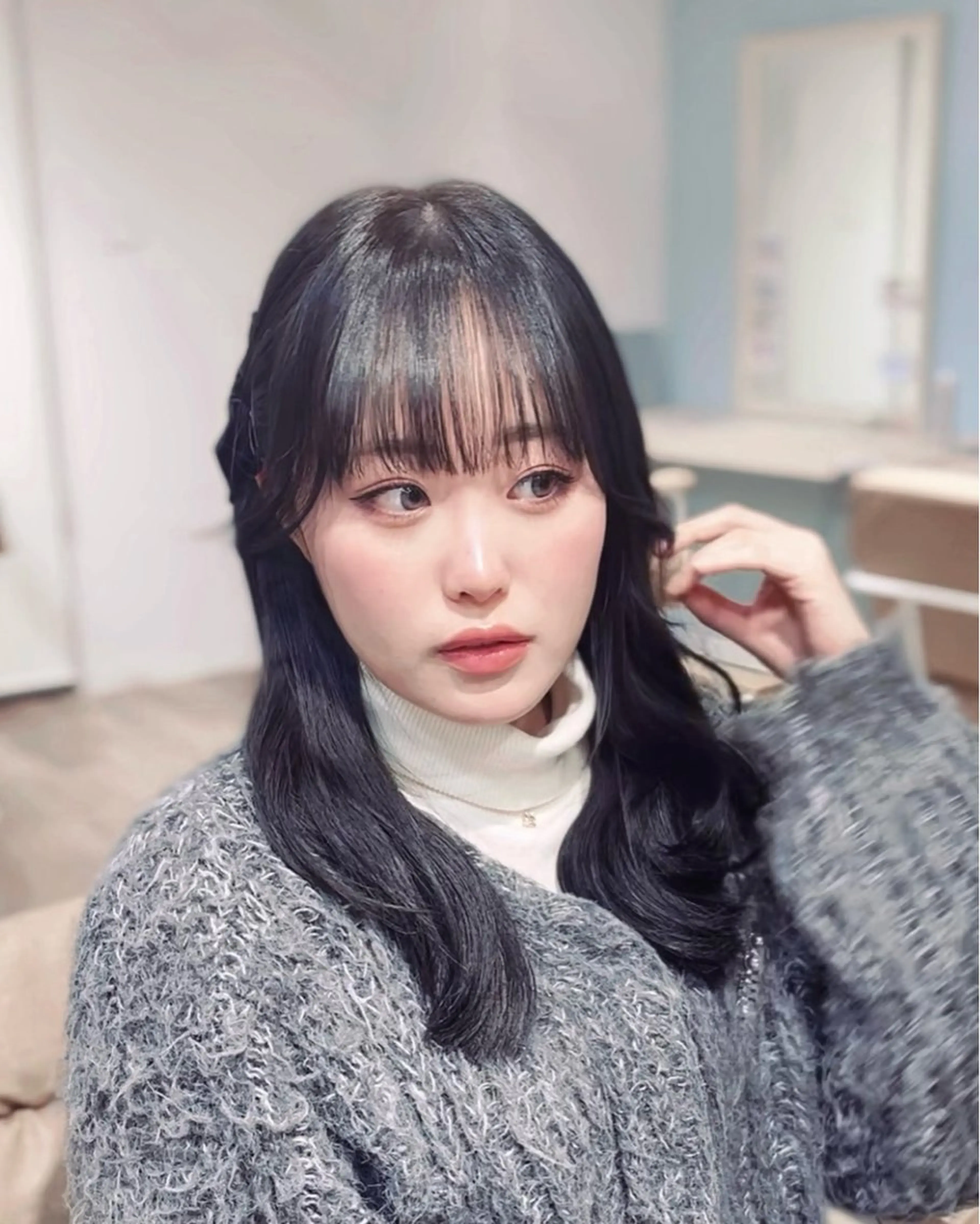 ロング カラー 顔周りカット レイヤーカット 小顔カット suzuka/透明感 カラー 美髪縮毛矯正のヘアスタイル