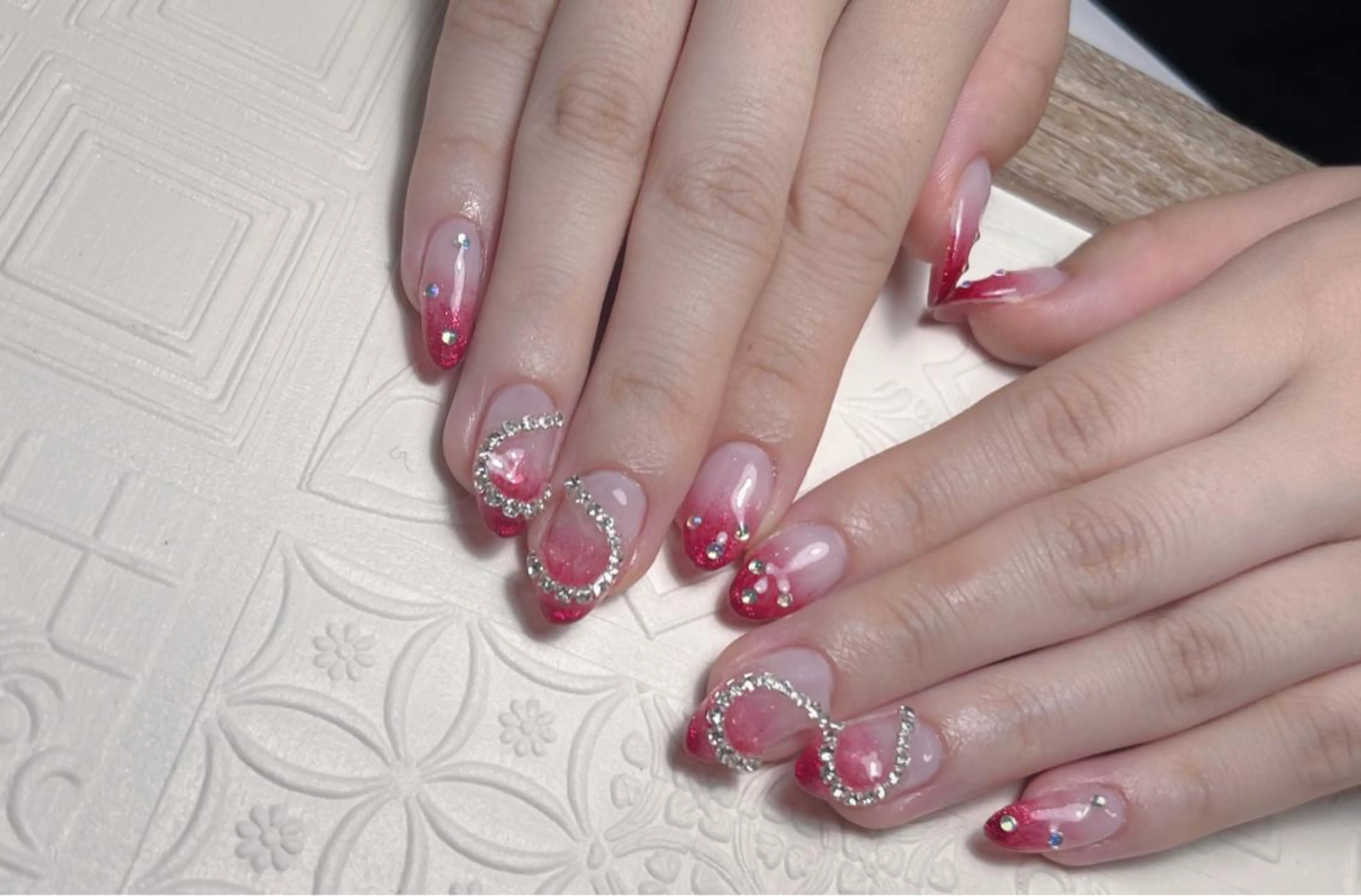 ネイル 長さ出し フットネイル フレンチネイル ジェルネイル ガラスフレンチ ハンドネイル MSSugar Nailのネイルデザイン