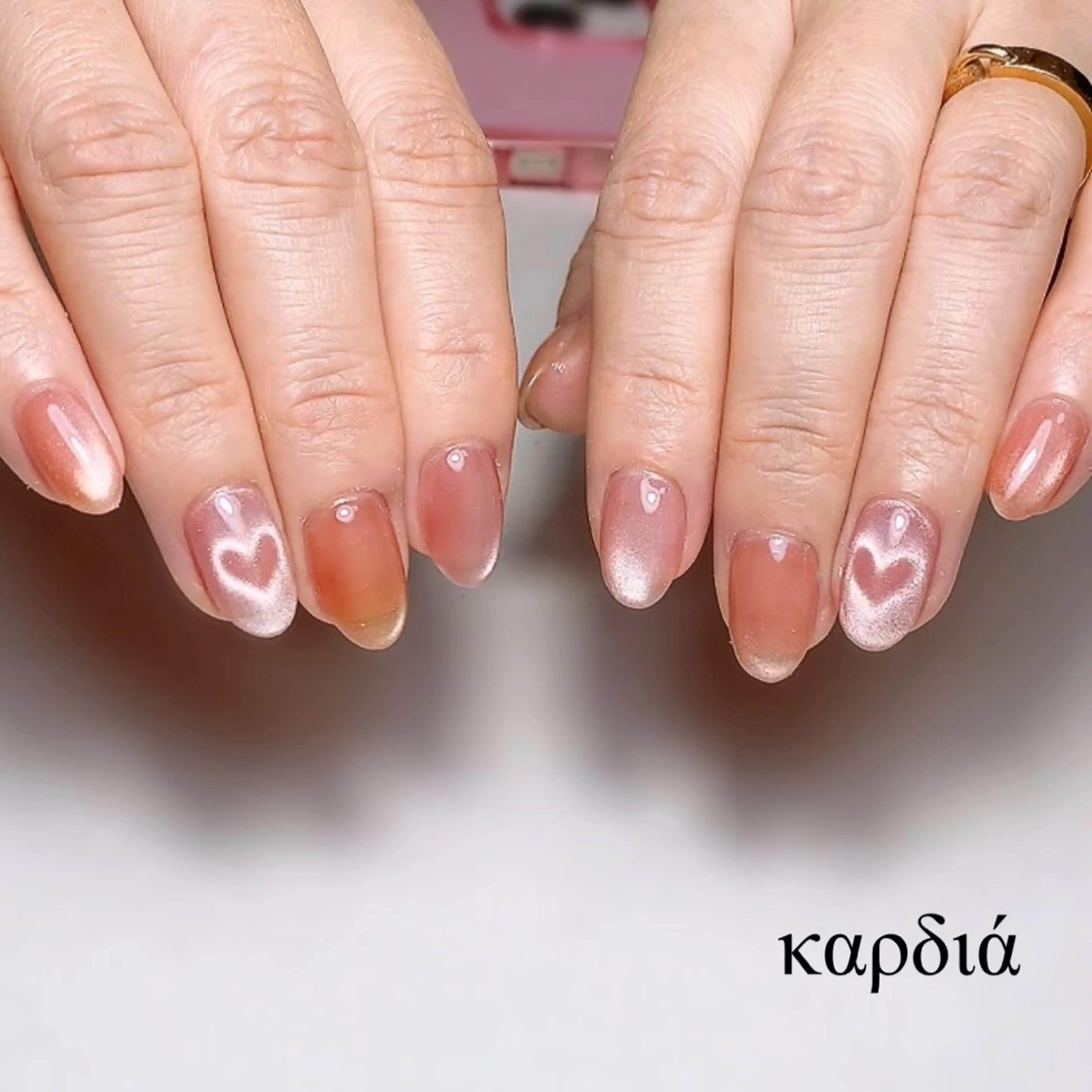 ネイル ハンドネイル καρδιά -ｶﾙﾃﾞｨｱ-のネイルデザイン