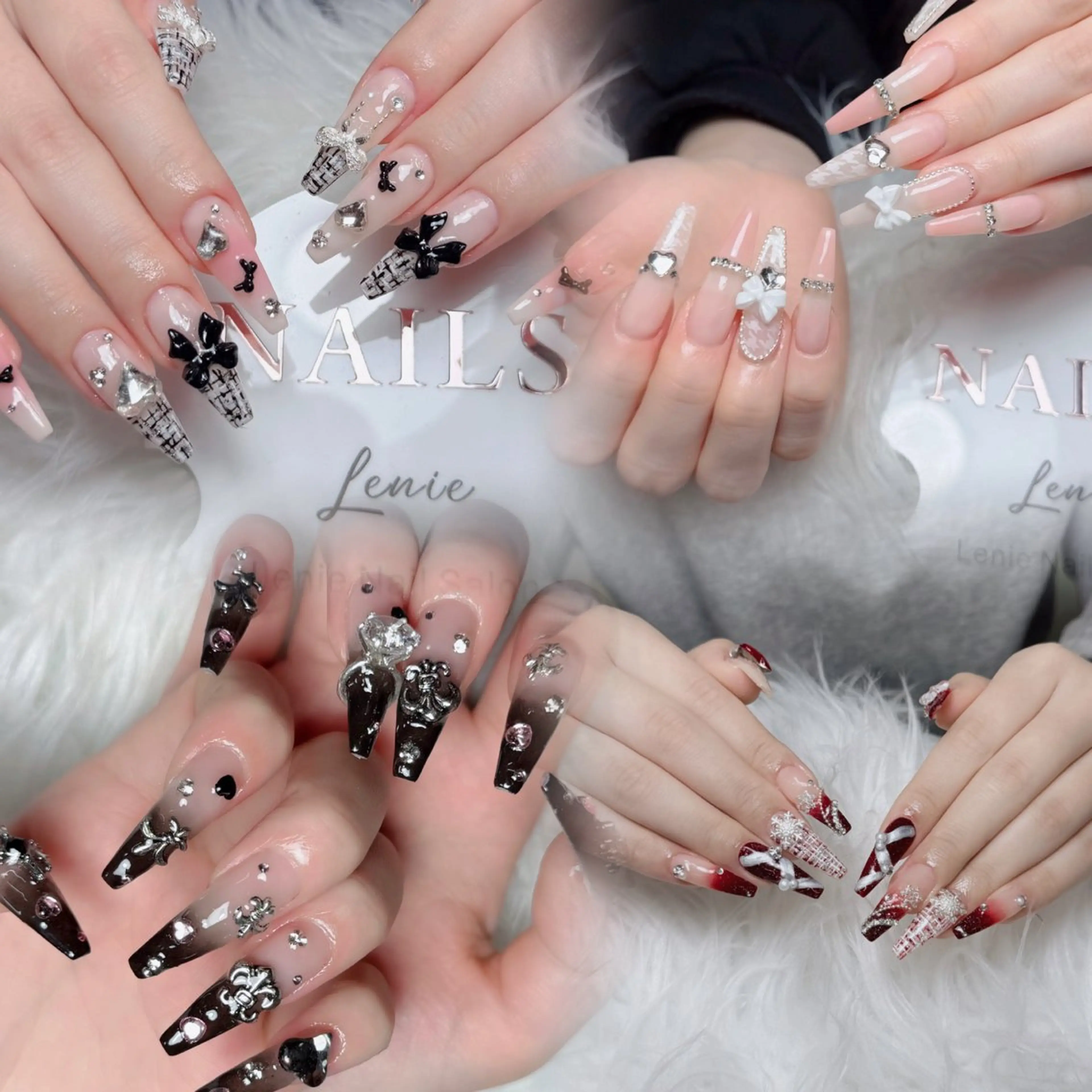 ネイル アートネイル 長さ出し 韓国ネイル マグネットネイル 持ち込み Lenie Nail Salonのネイルデザイン