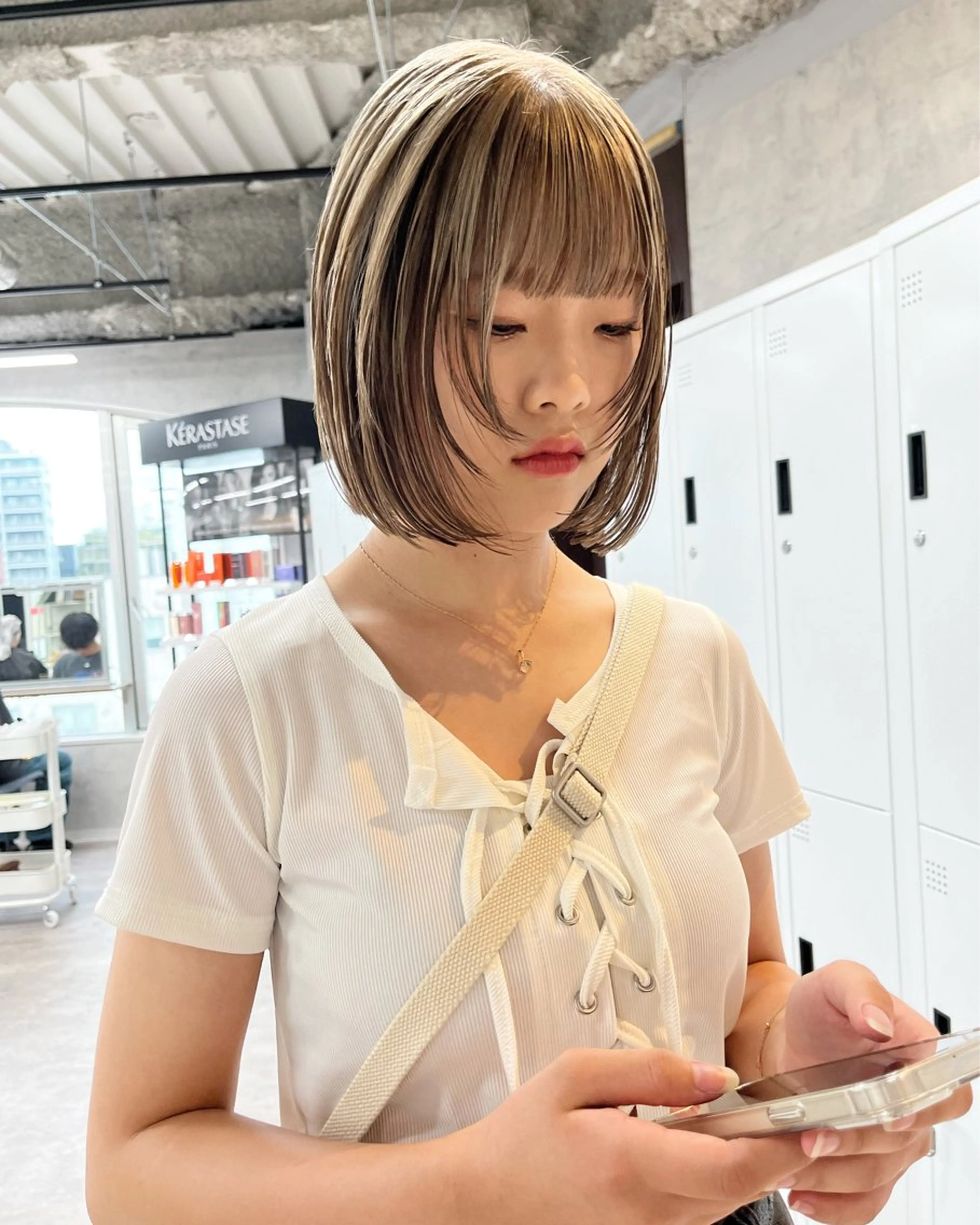 ミディアム カラー カット ヘアカラー トリートメント ヘアセット ハイトーン/レイヤー 💜Akaneのヘアスタイル