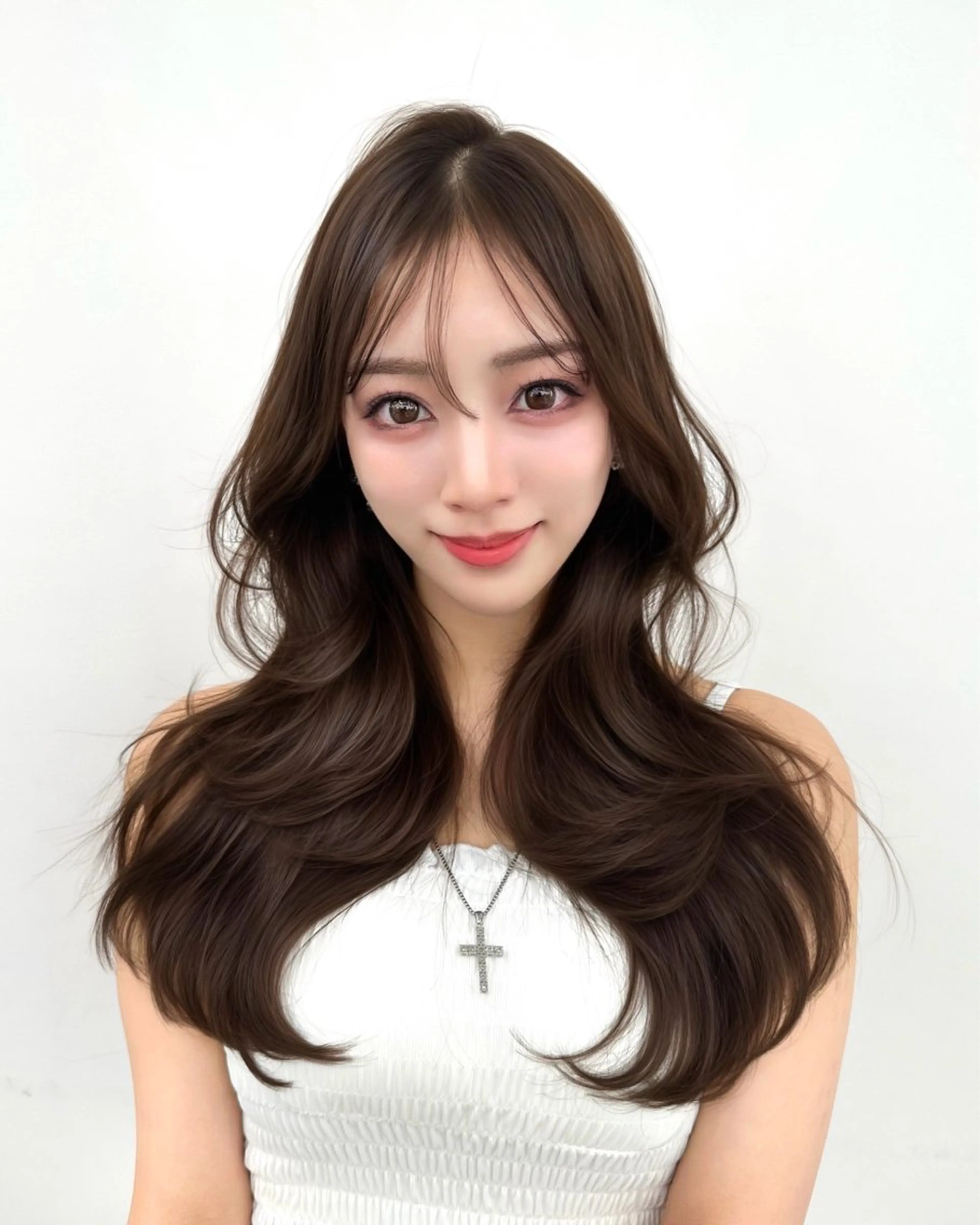 ロング 韓国風ヘア レイヤーカット カット ヘアカラー トリートメント ヘッドスパ ヘアセット 前髪顔まわりカット 🌈中村海聖のヘアスタイル
