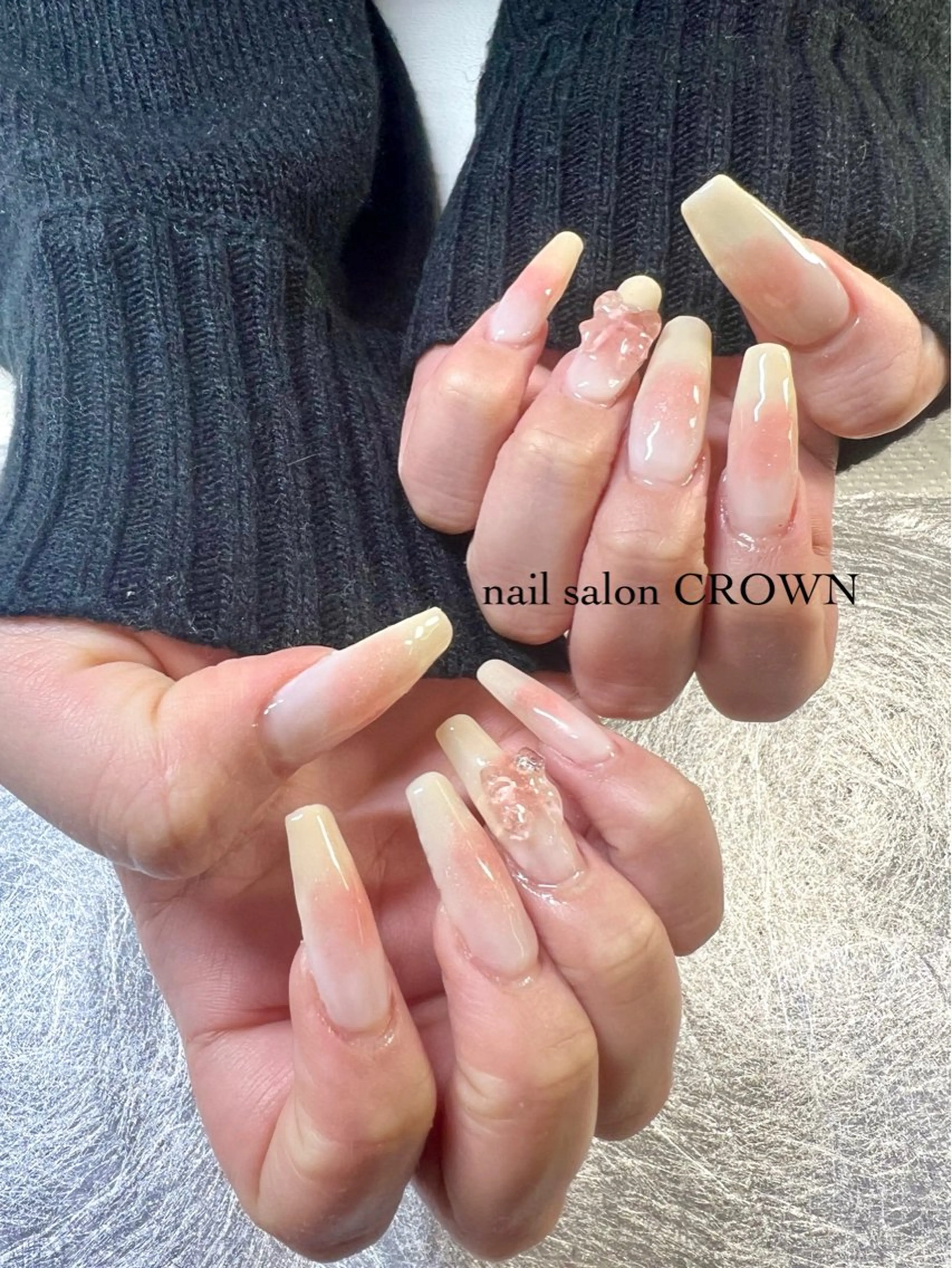 ネイル チークネイル 長さ出し マグネットネイル スカルプネイル 春ネイル nail salon CROWNのネイルデザイン