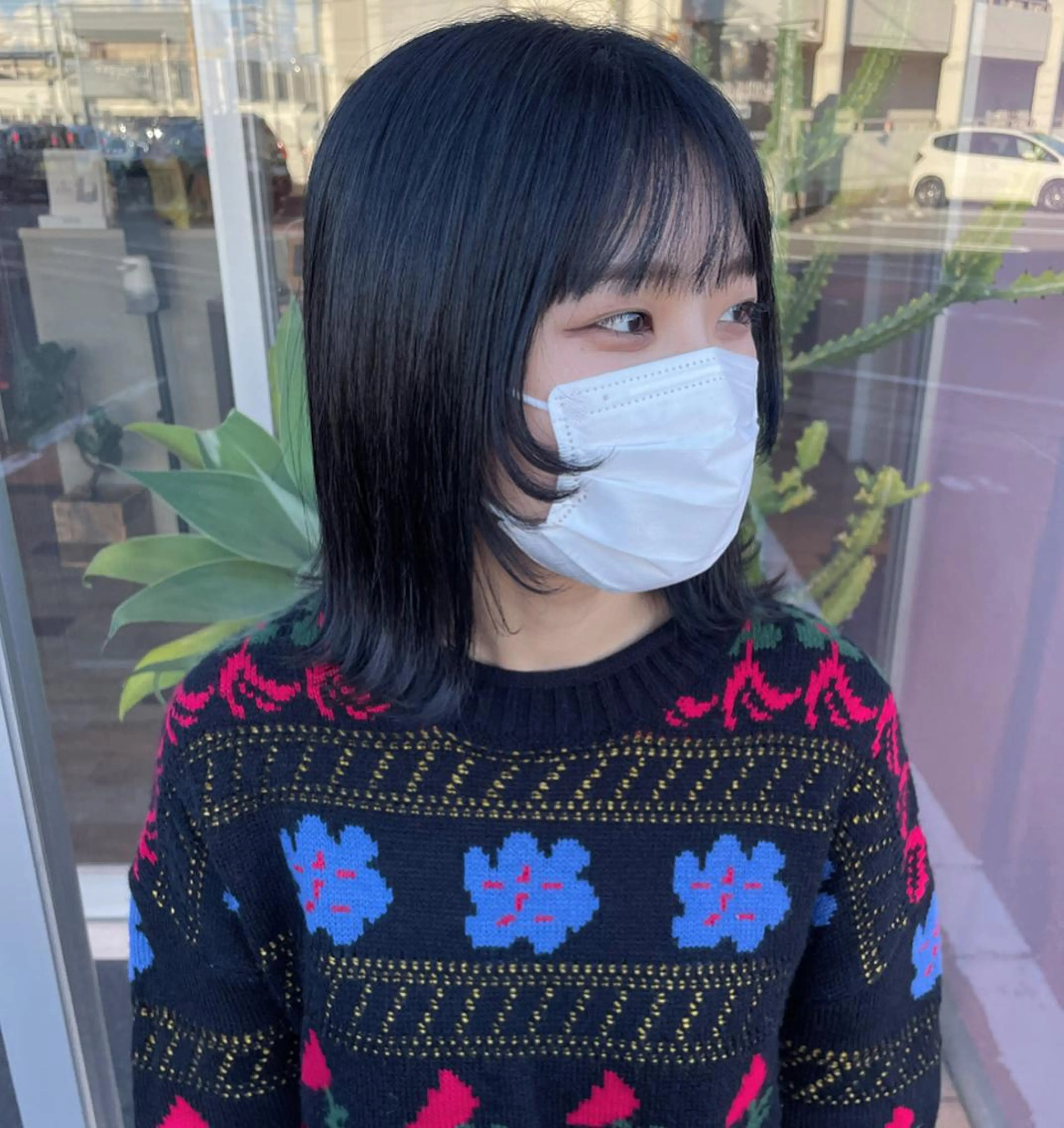 ミディアム カラー 切りっぱなしボブ ボブ ウルフカット ひなた 艶カラー/渋谷のヘアスタイル