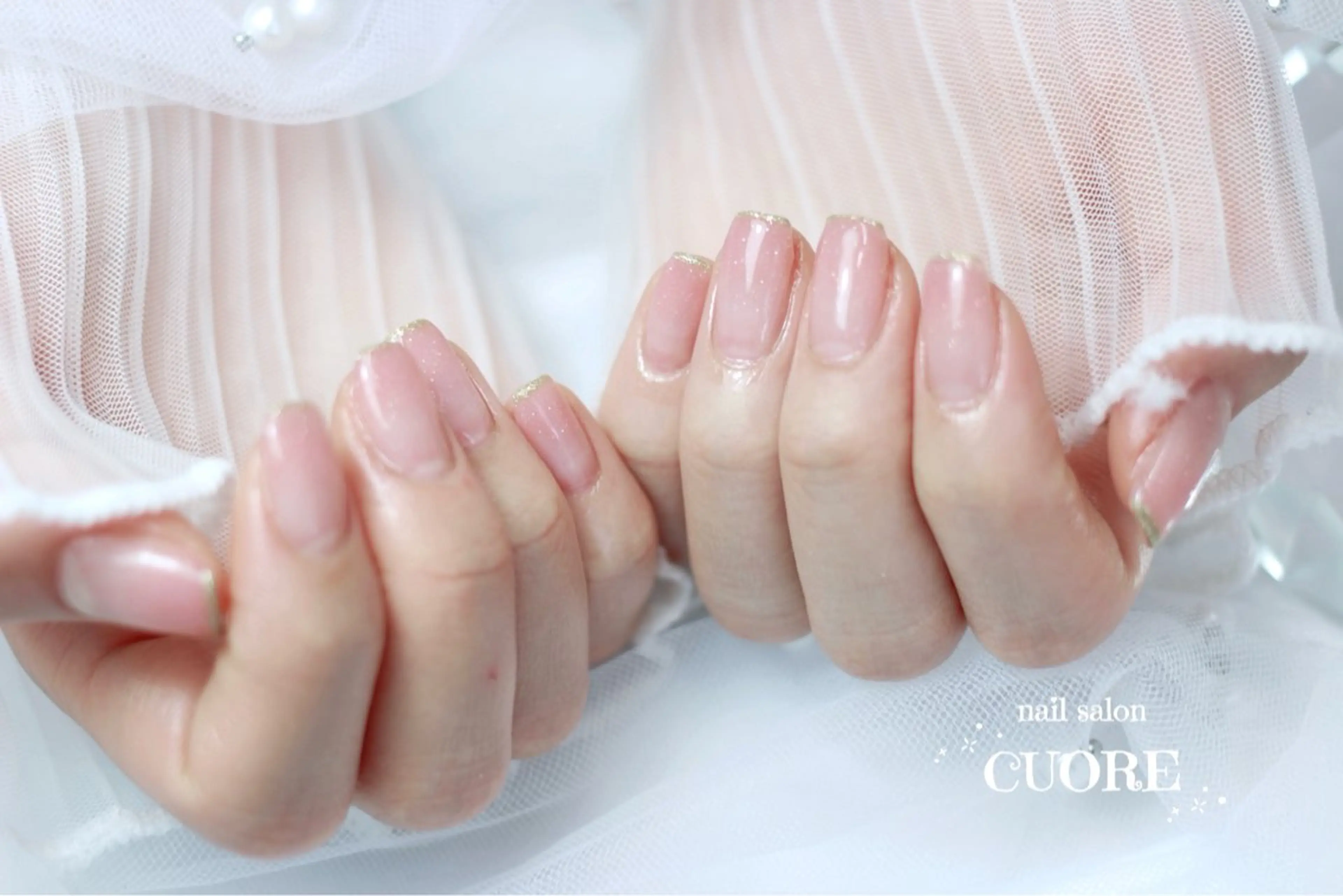 ネイル グラデーション ラメ(グリッター) オフィスネイル シンプルネイル 春ネイル ハンドネイル CUORE____nail所属・nail salon CUOREのネイルデザイン