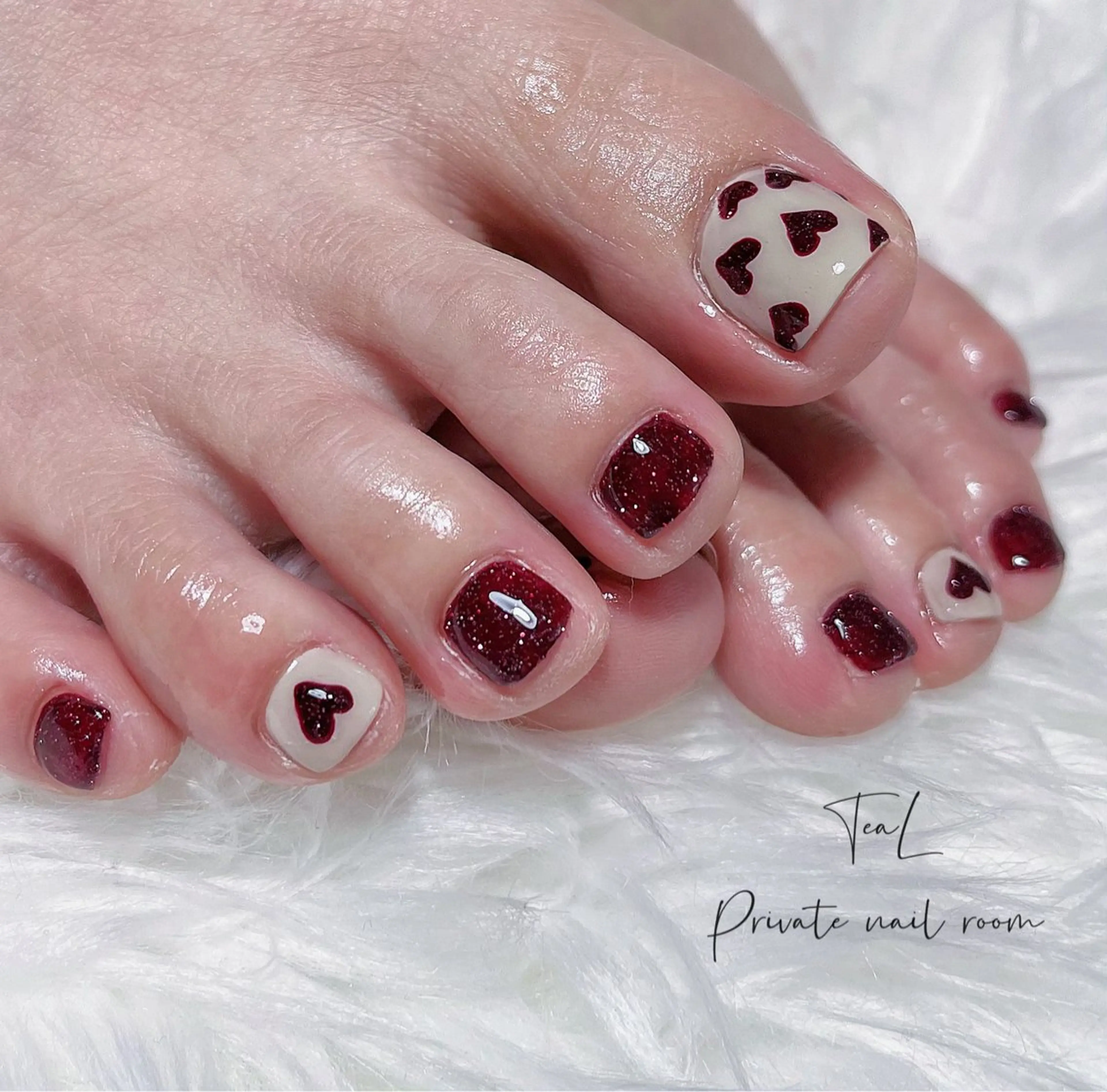 ネイル フットネイル ハート フットネイル TeaL nailのネイルデザイン