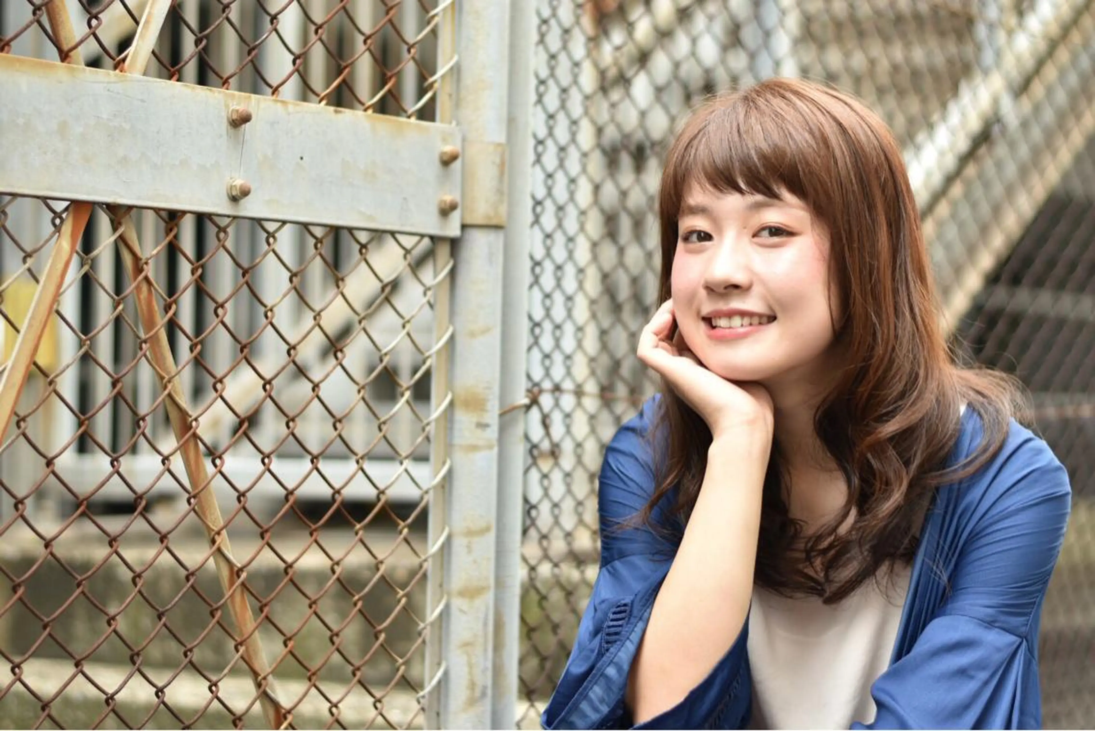 ミディアム セミロング カラー パーマ 鎌田 祥江のヘアスタイル