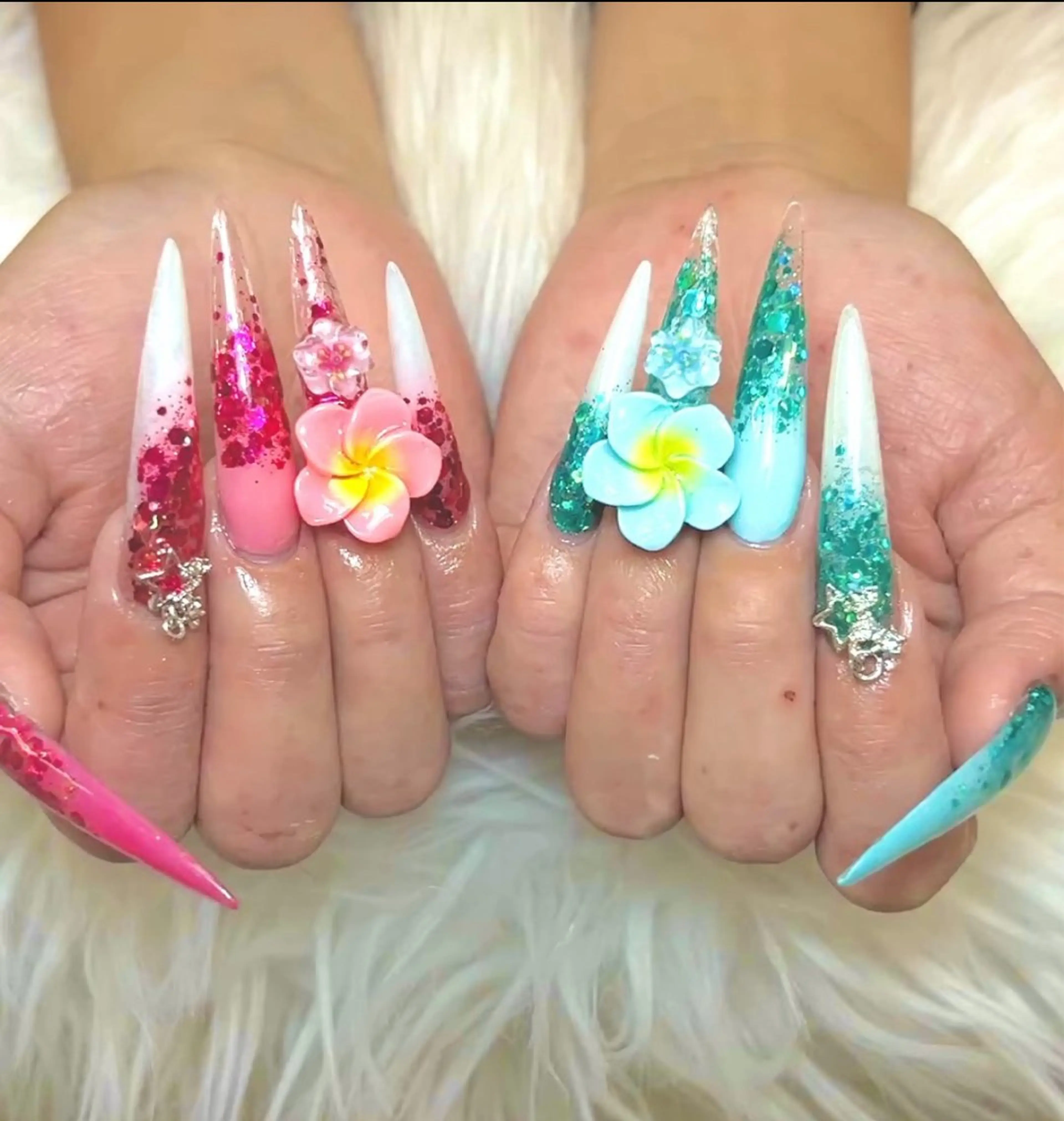 ネイル アートネイル オーロラネイル チークネイル 長さ出し フットネイル Noiranail_ studio川越西口のネイルデザイン