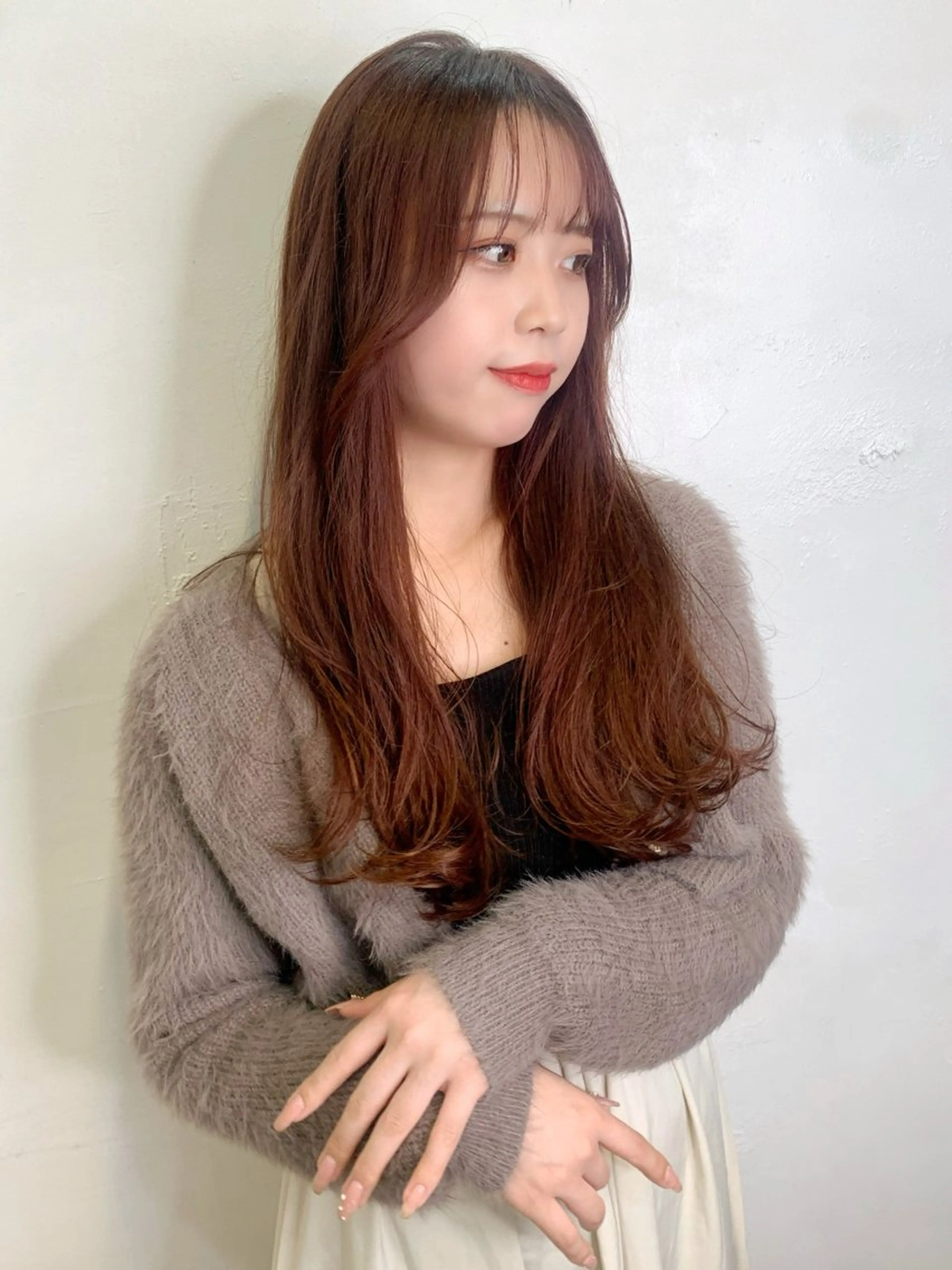 ロング レイヤーカット ロング カット ヘアカラー トリートメント 藤間 帆乃夏（とうまほのかのヘアスタイル