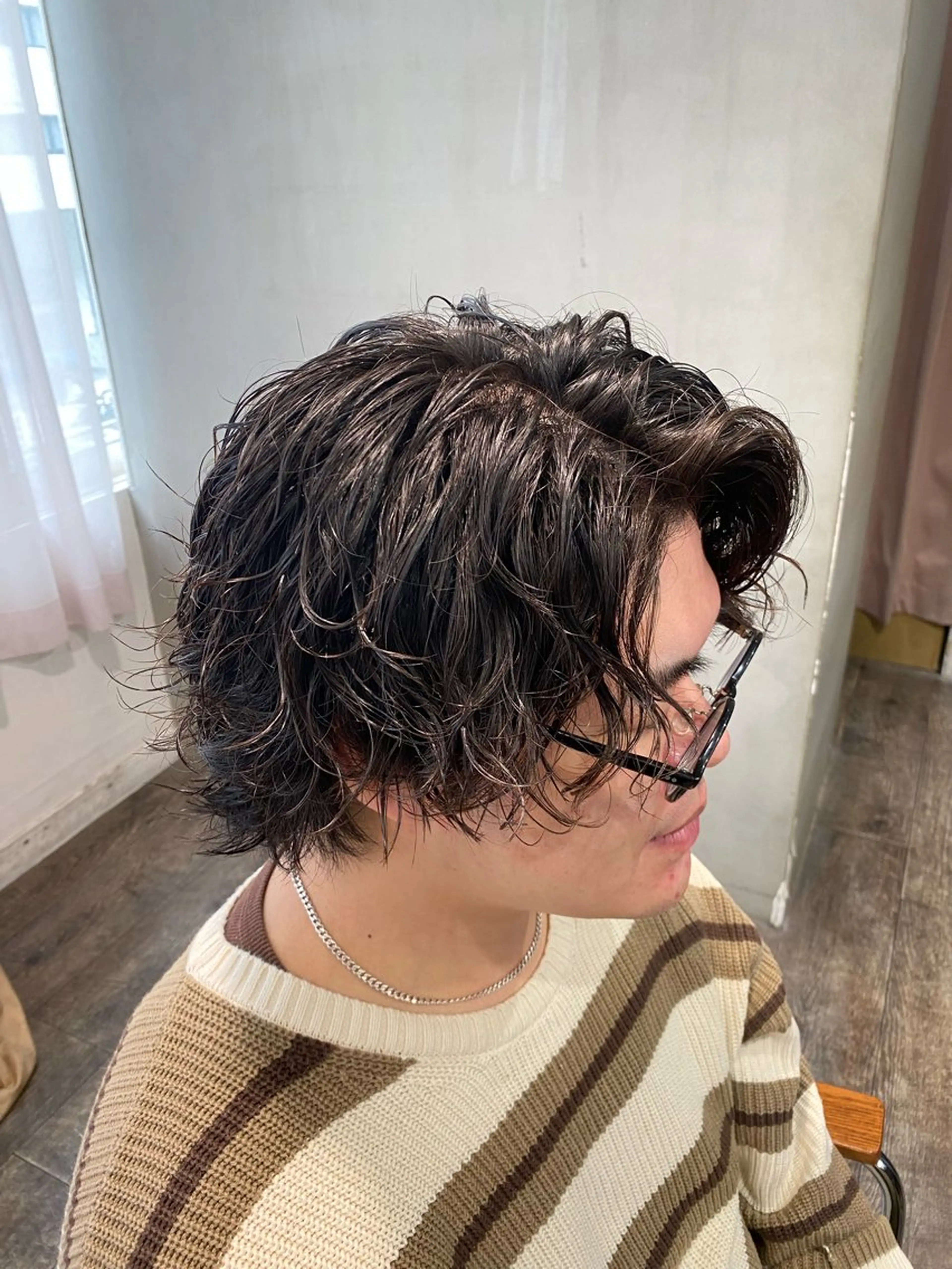 ミディアム パーマ メンズ カット パーマ 江﨑 翔のヘアスタイル