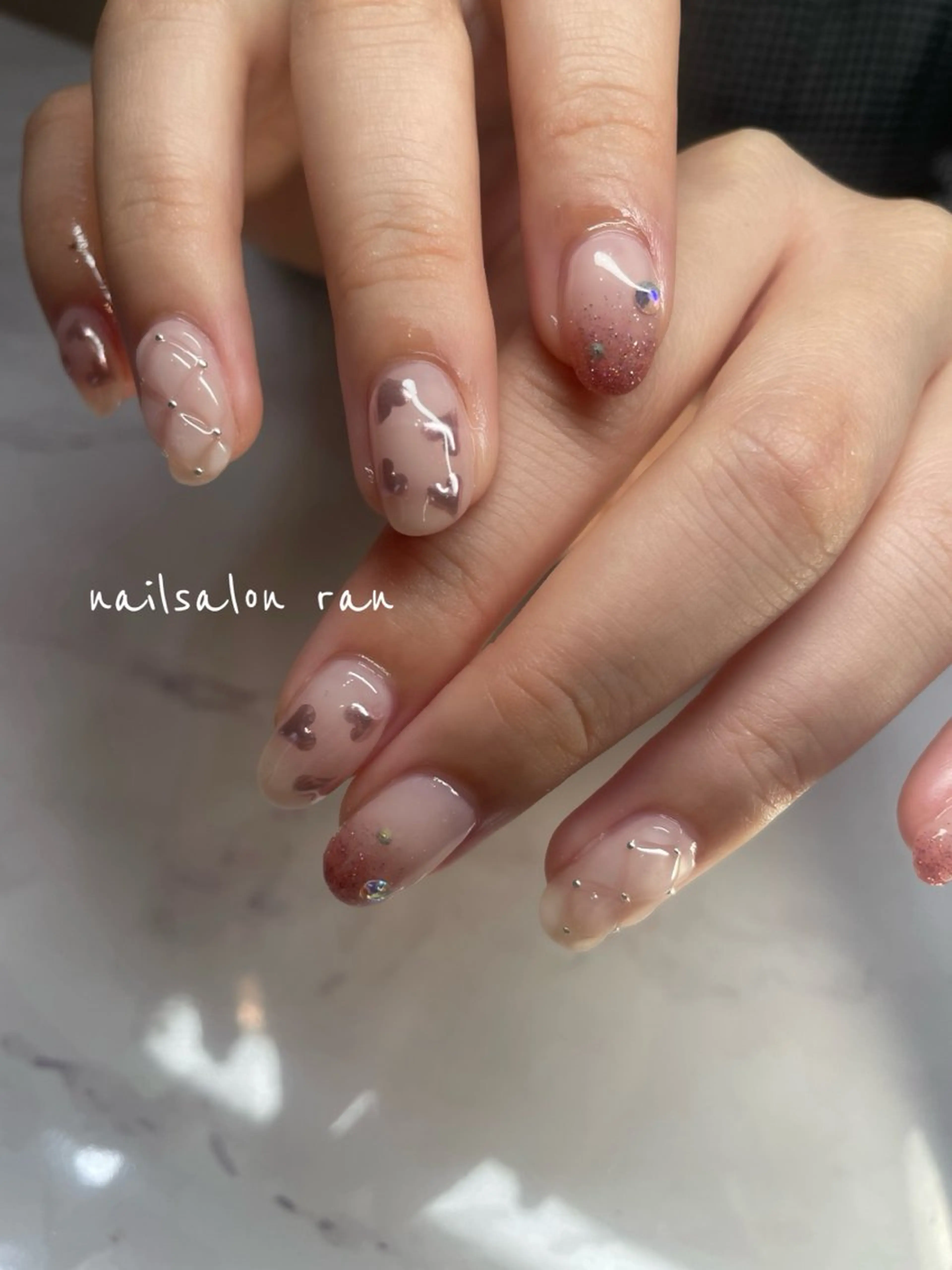ネイル ハート ハンドネイル ハンドケア nailsalon ranのネイルデザイン