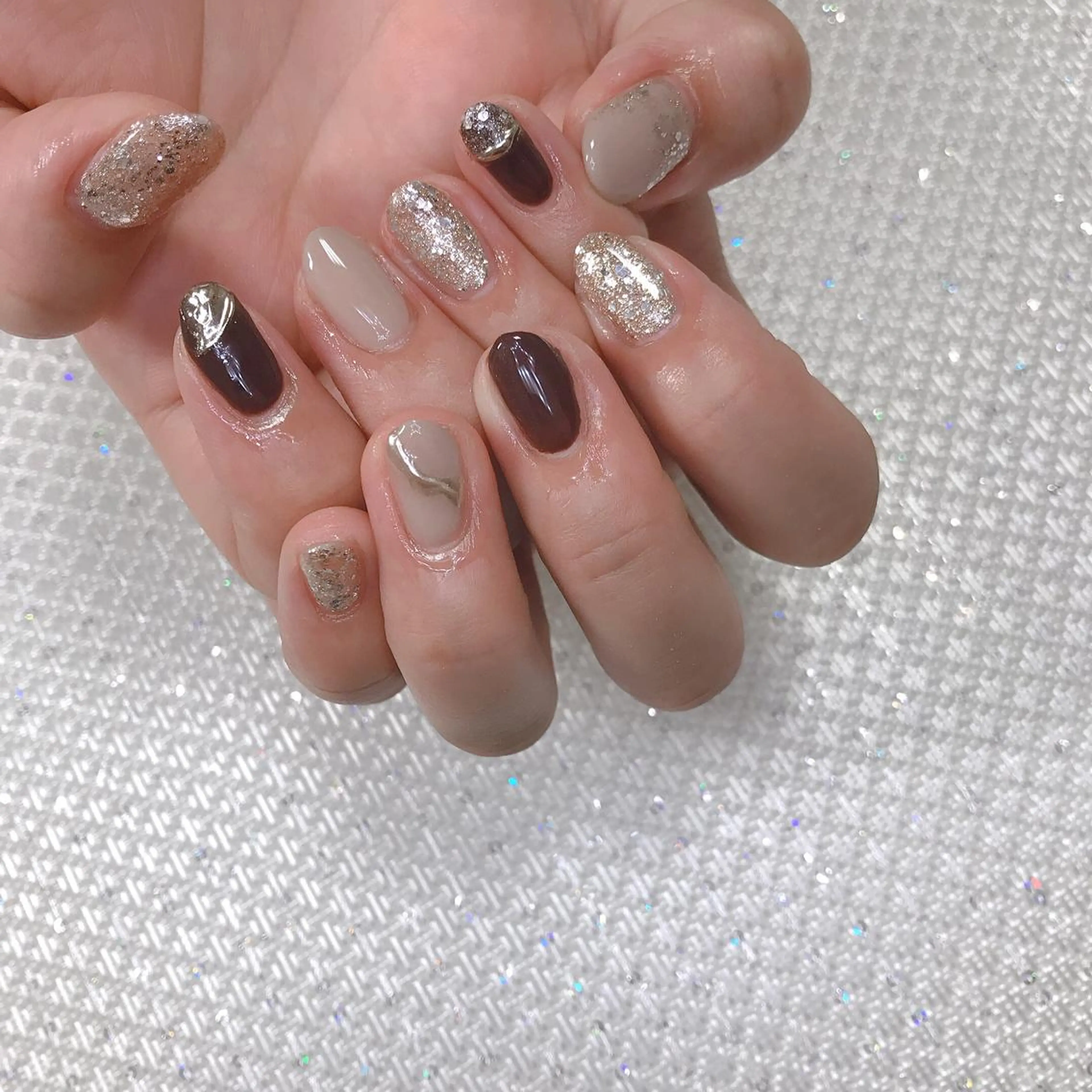 ネイル アートネイル 韓国ネイル 大理石ネイル(マーブル) ミラーネイル ニュアンスネイル ハンドネイル MoonLight MIHOのネイルデザイン