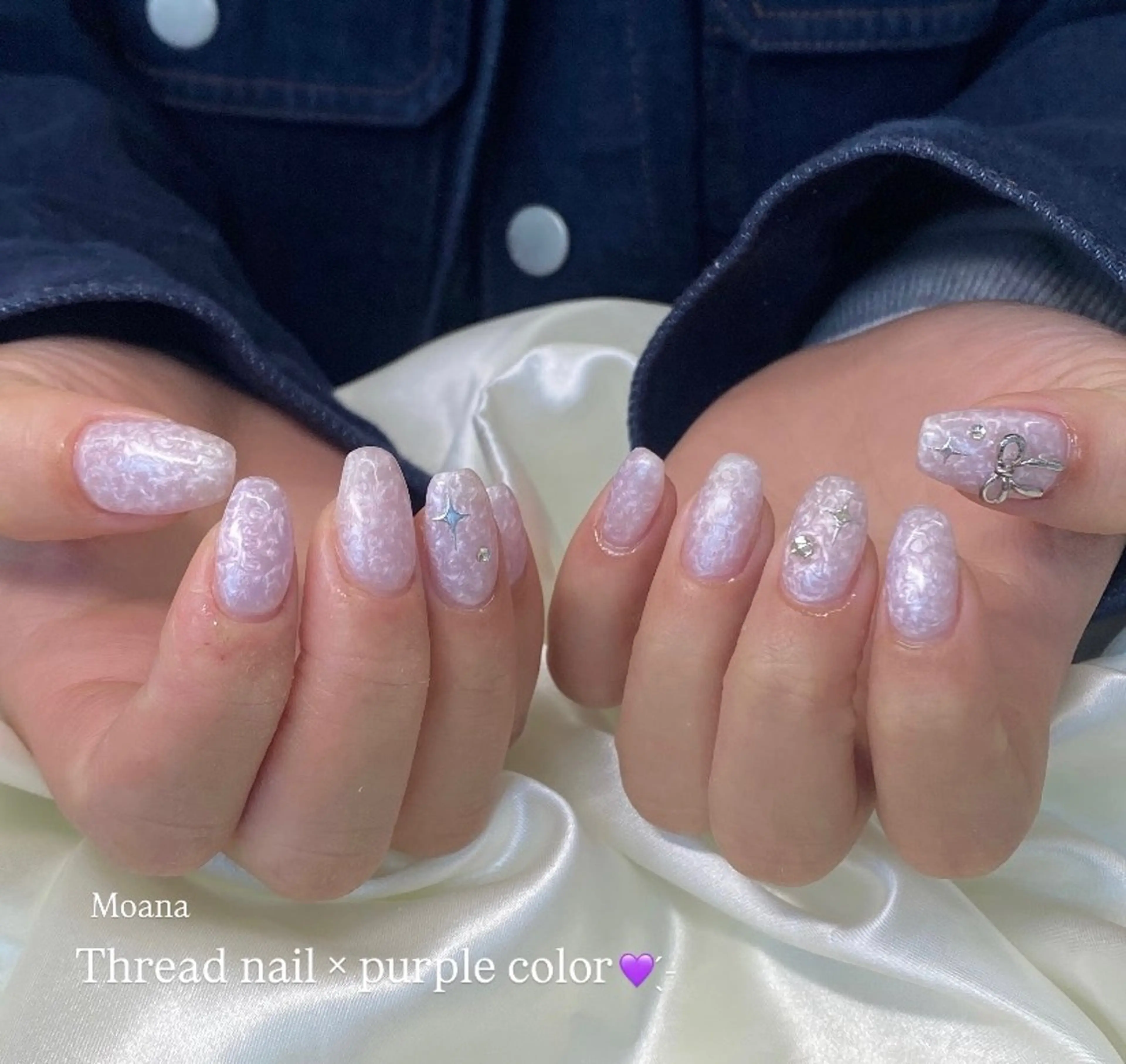 ネイル 韓国ネイル ワンカラーネイル リボン 春ネイル ワンホンネイル ハンドネイル MoanaNail Manamiのネイルデザイン