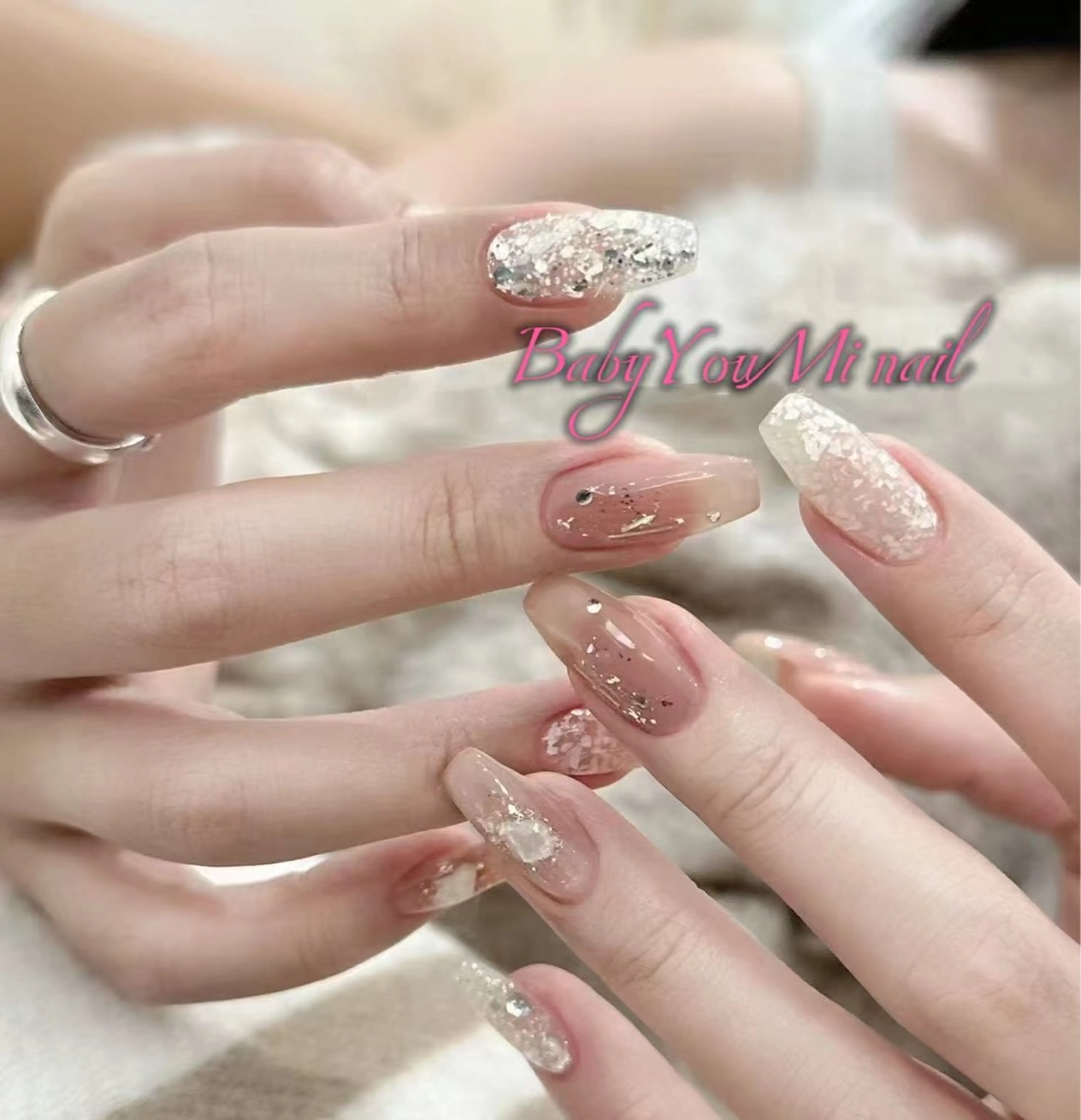 ネイル オーロラネイル フラワーネイル フットネイル フレンチネイル ジェルネイル ハンドネイル BabyYouMi ねねのネイルデザイン