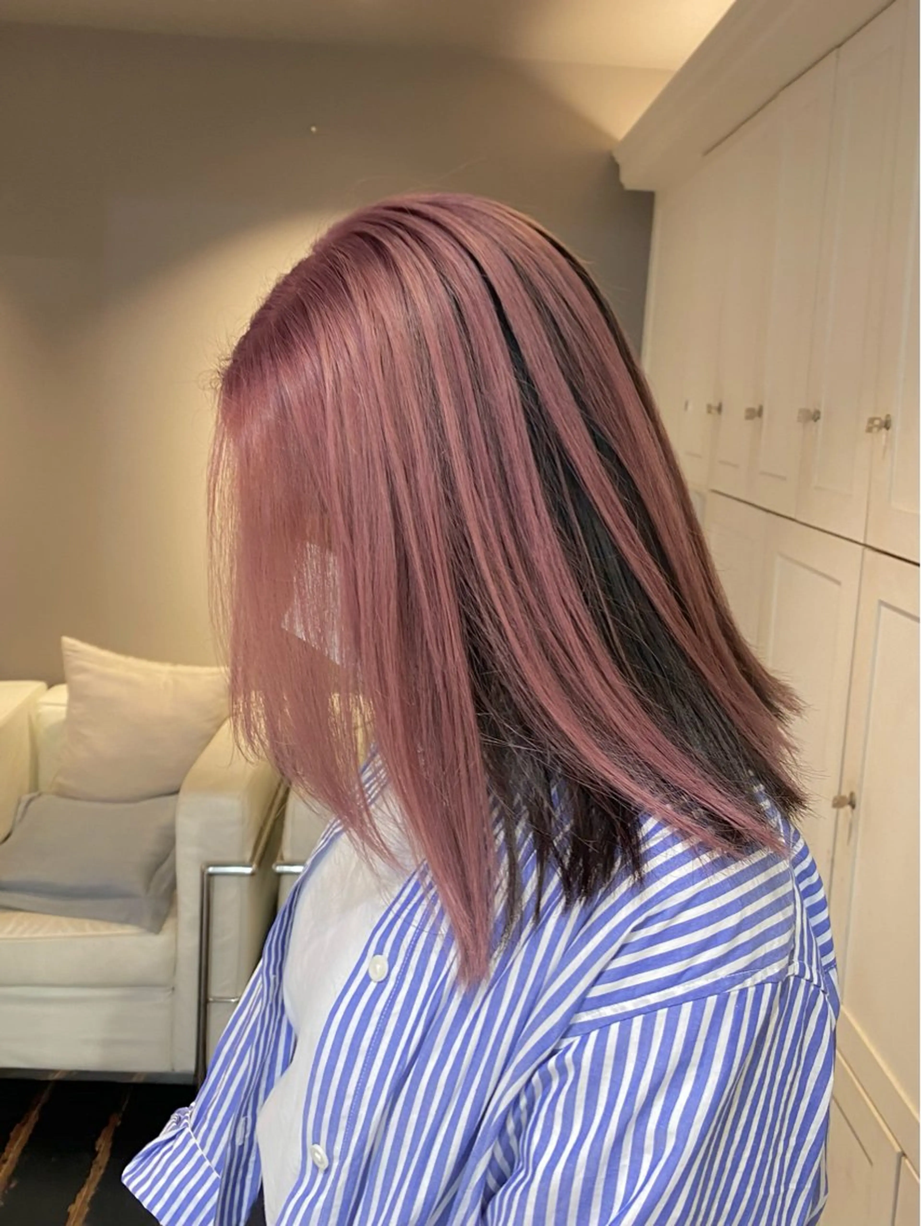 セミロング カラー PELEshibuya所属・カットモデル様無料 💎saaya💎のヘアスタイル