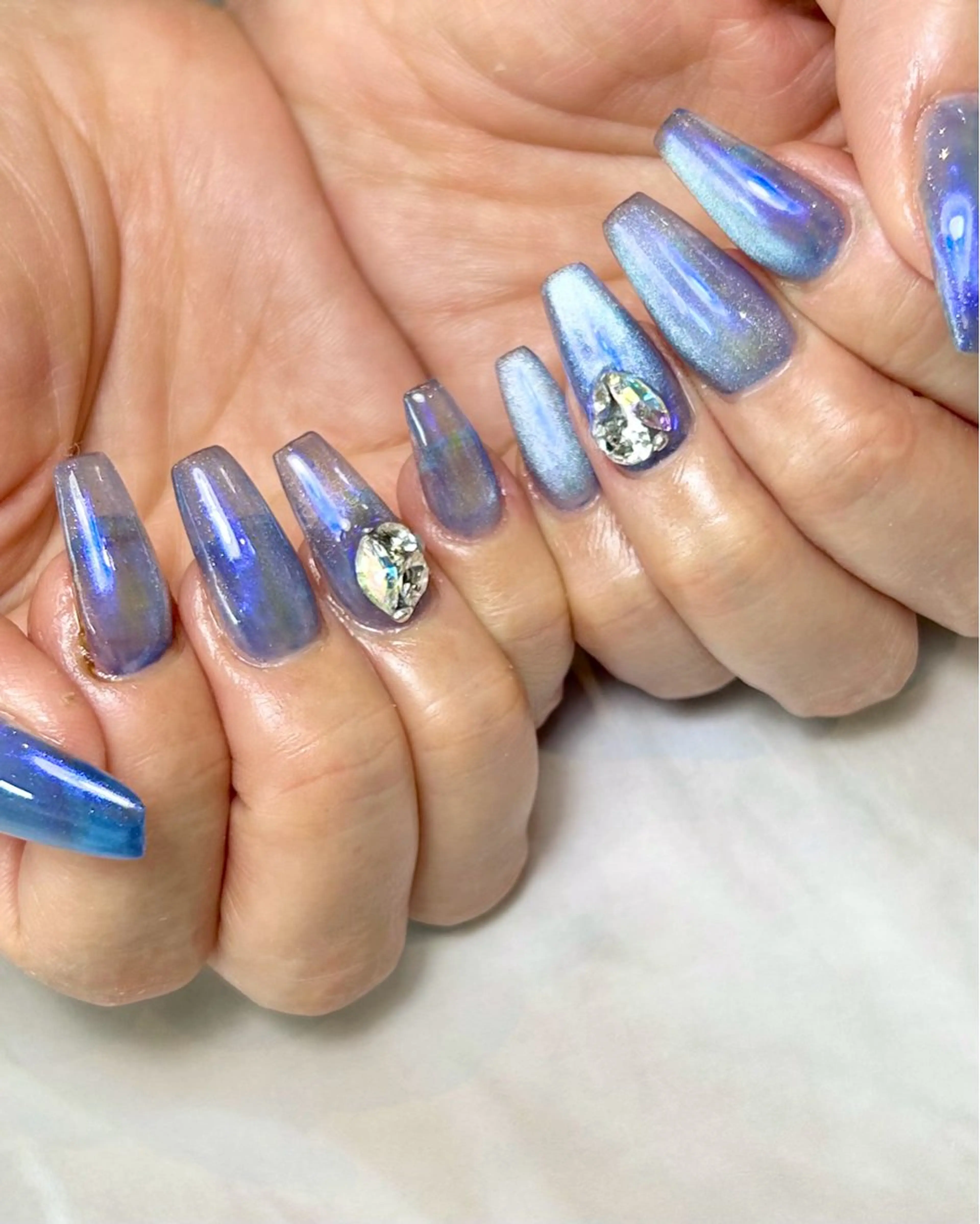 ネイル ブルー ハンドネイル Reflection marikoのネイルデザイン