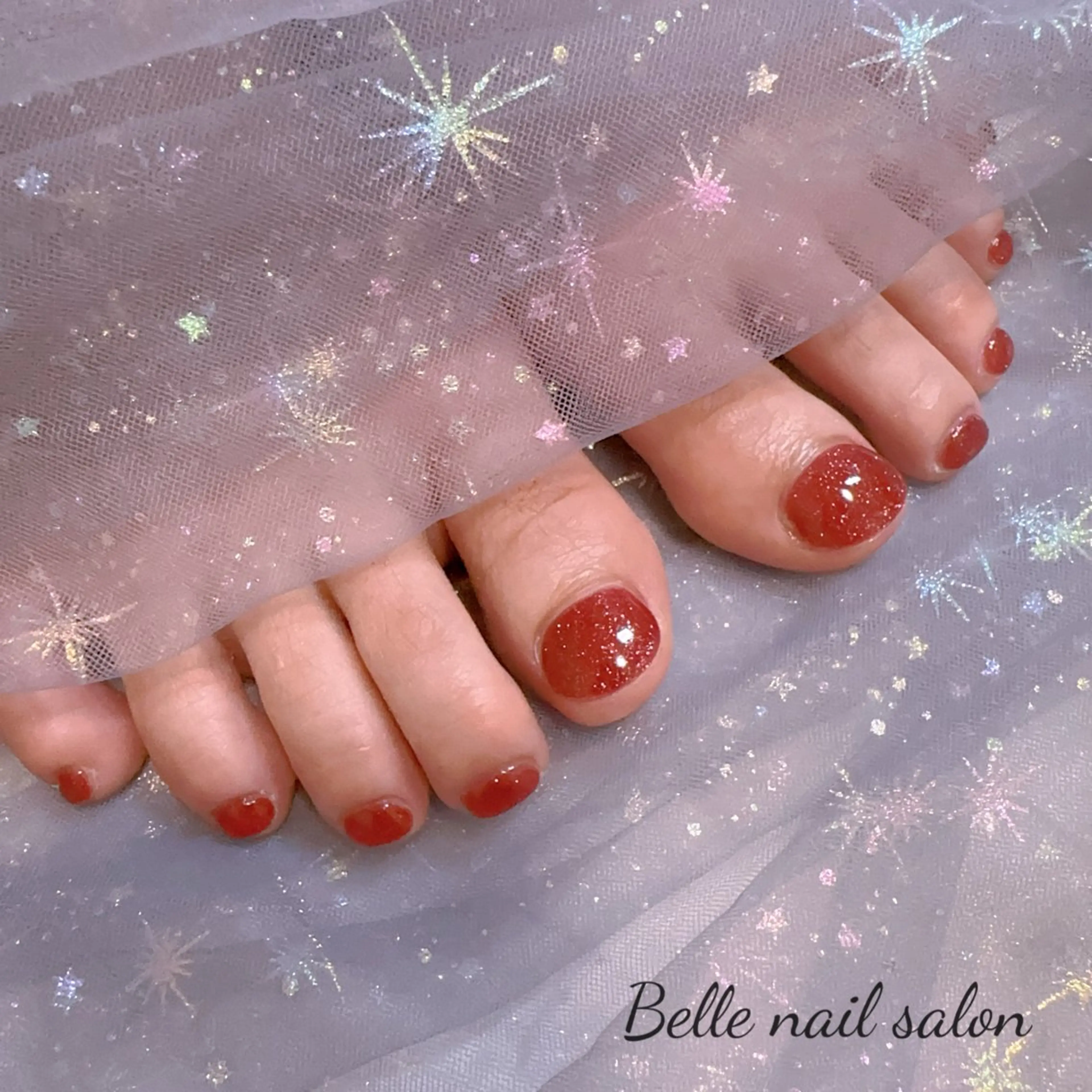 ネイル オーロラネイル フットネイル 韓国ネイル ラメ(グリッター) ラメグラデーション フットネイル Belle nail salon 新小岩のネイルデザイン