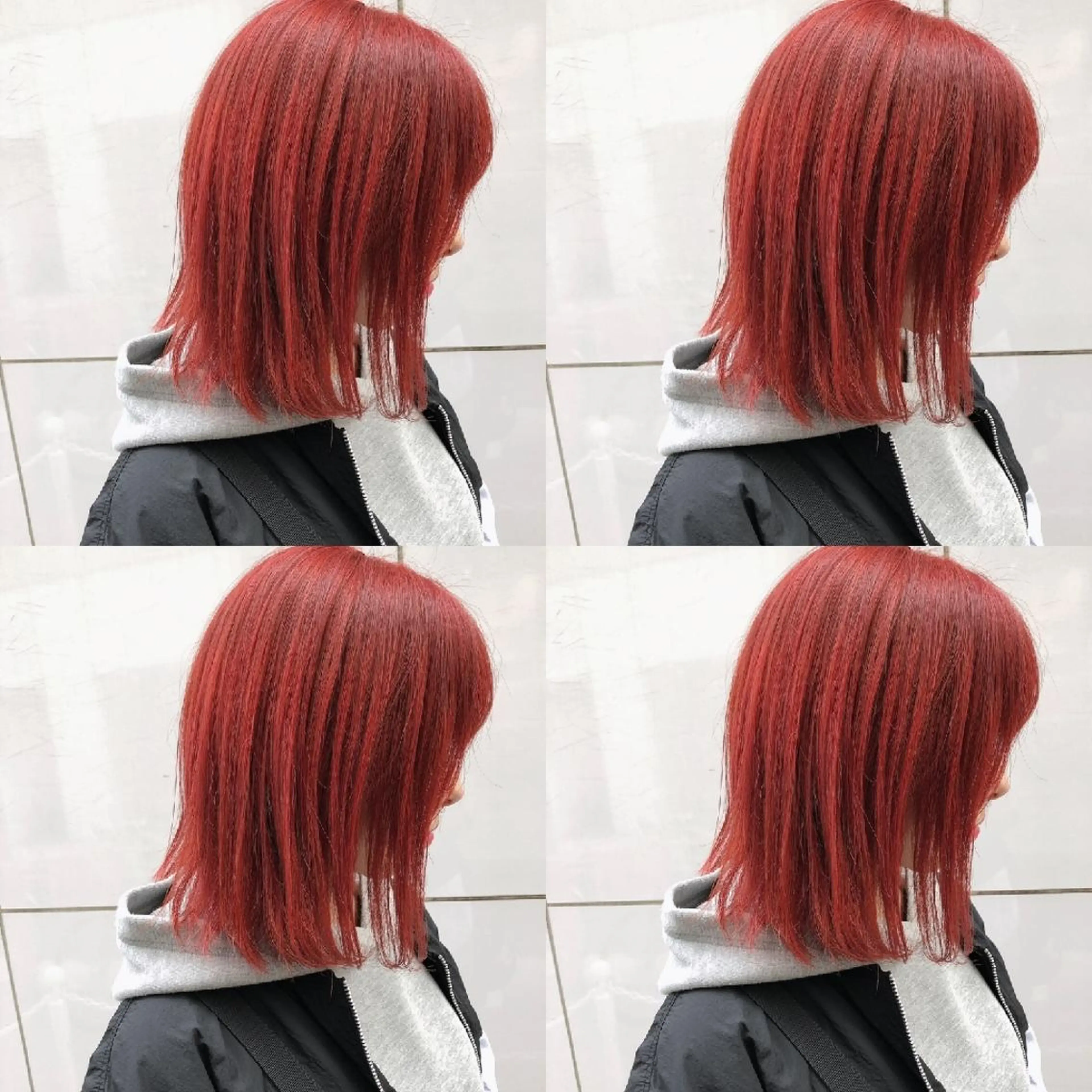 ショート カラー ヘアアレンジ ブリーチ レッドカラー ヘアカラー トリートメント 竹内啓太 ボブのヘアスタイル