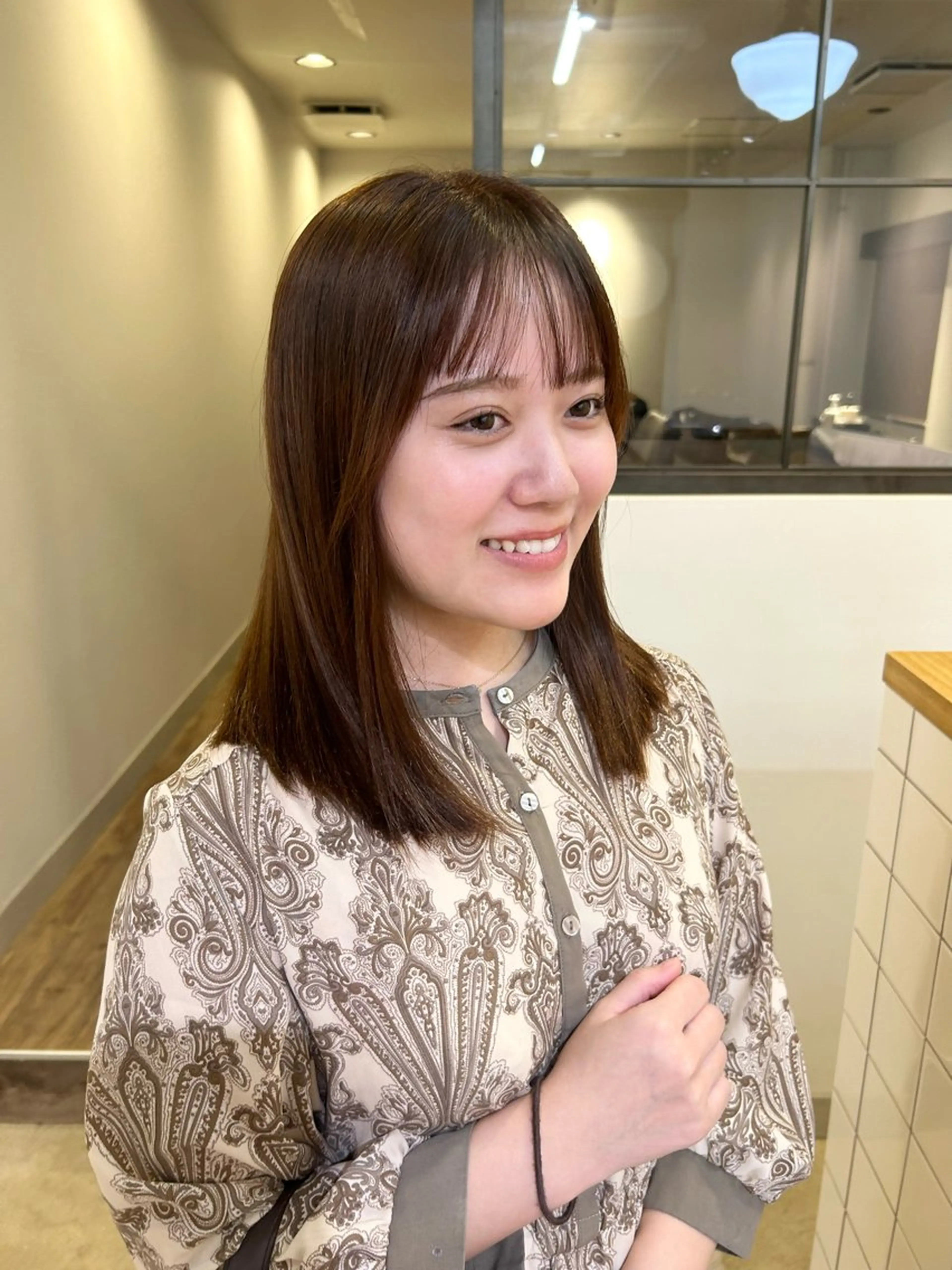 ミディアム カラー 縮毛矯正 り なのヘアスタイル