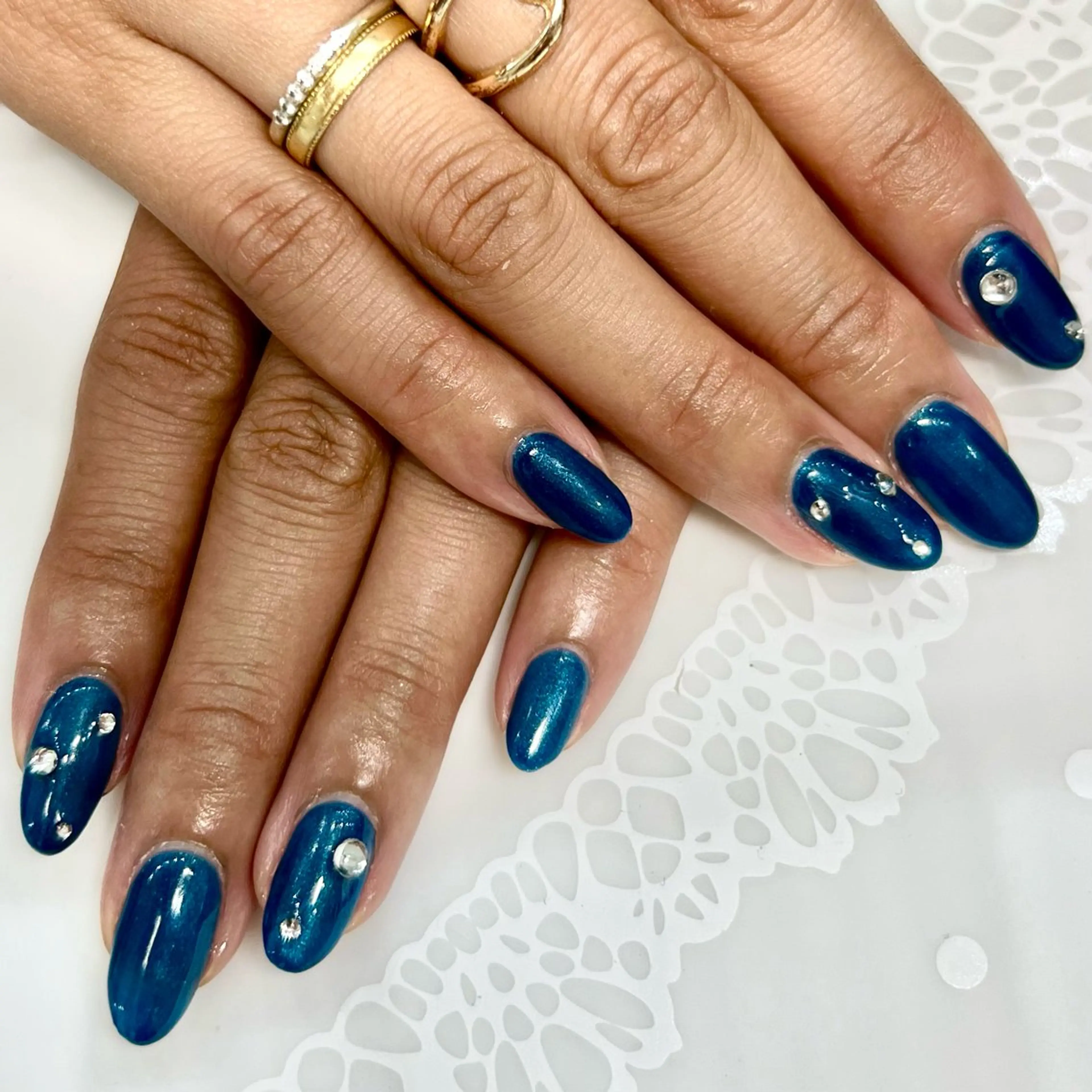 ネイル ブルー ストーンネイル image 小玉莉乃のネイルデザイン