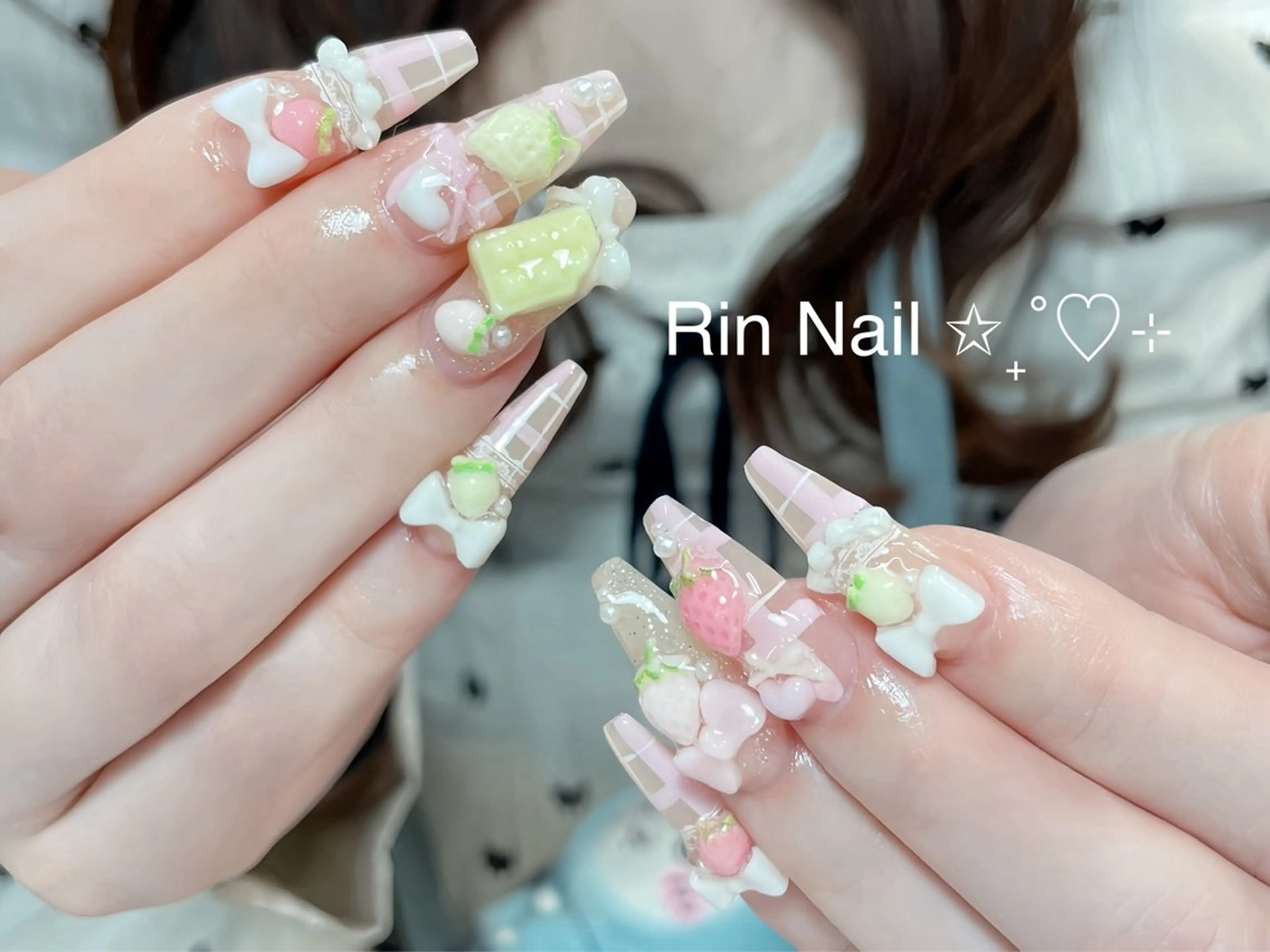 ネイル アートネイル ジェルネイル ロングネイル ニュアンスネイル スカルプネイル ハンドネイル Rin Nail 新大久保店のネイルデザイン