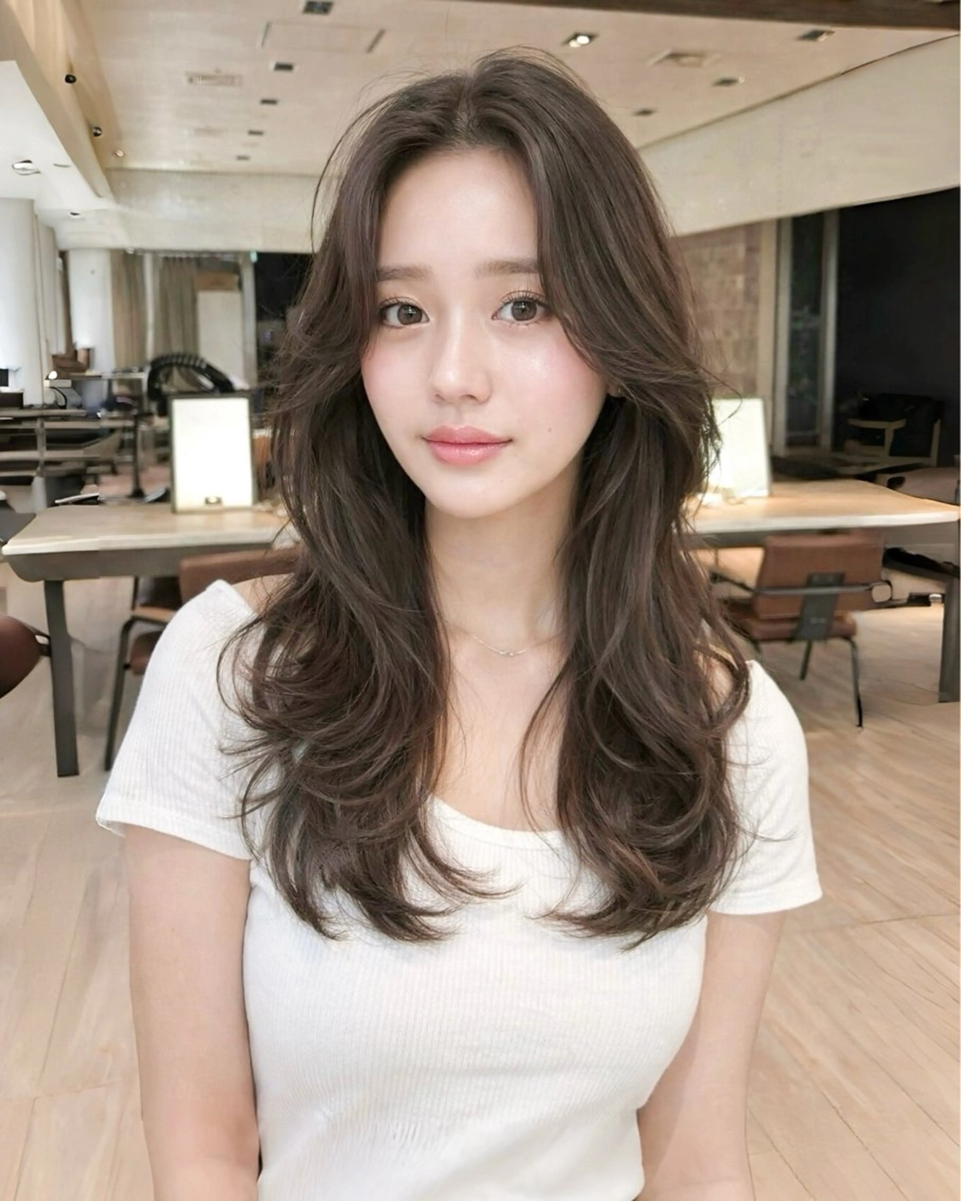 ロング レイヤーカット カット ヘアカラー トリートメント レイヤー/顔周り カット/松岡 祥利のヘアスタイル