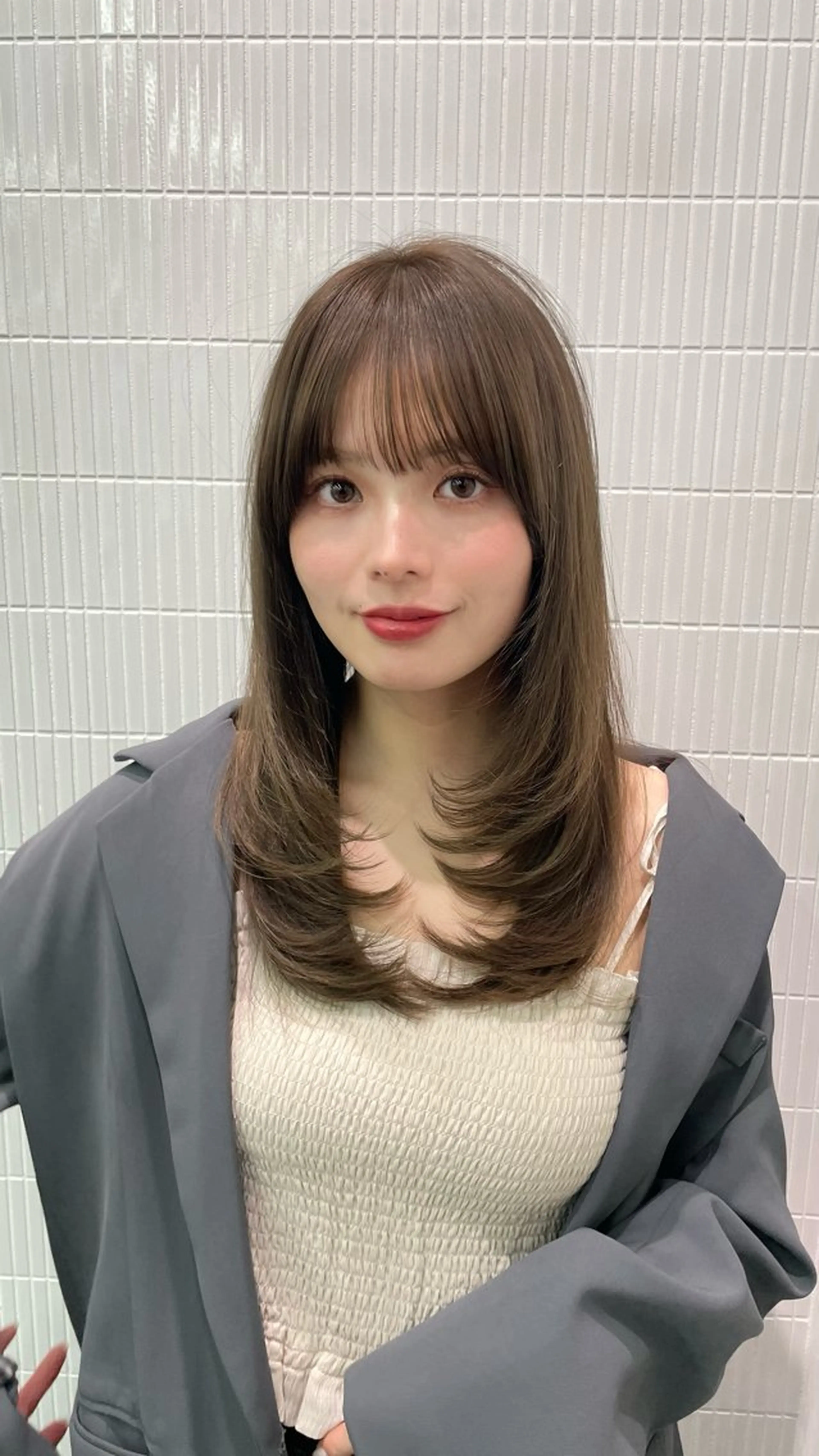 セミロング カット ヘアカラー トリートメント 透明感カラー/ レイヤー🪽千優のヘアスタイル