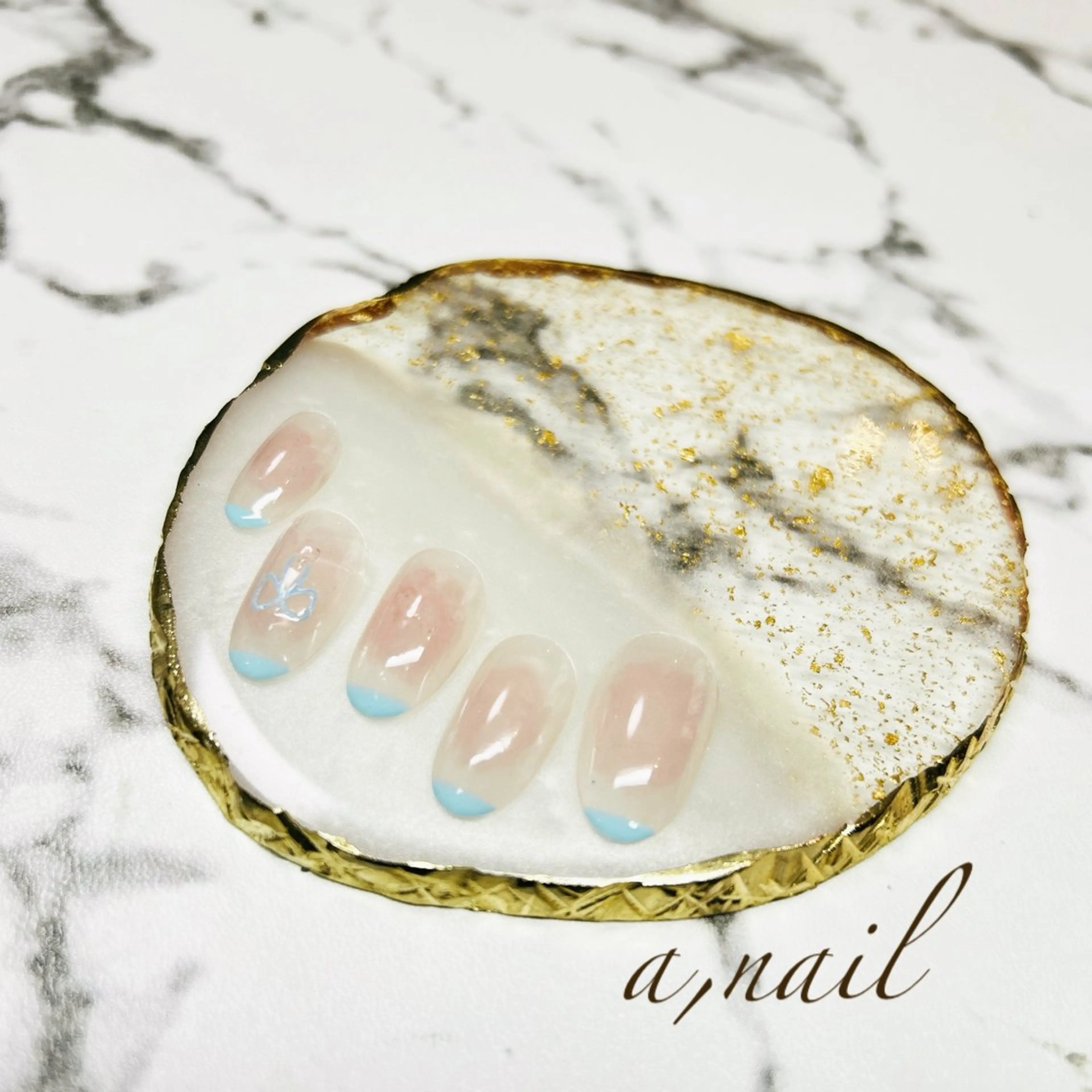 ネイル チークネイル フレンチネイル リボン シンプルネイル ハンドネイル ネイルサロン エーネイルのネイルデザイン