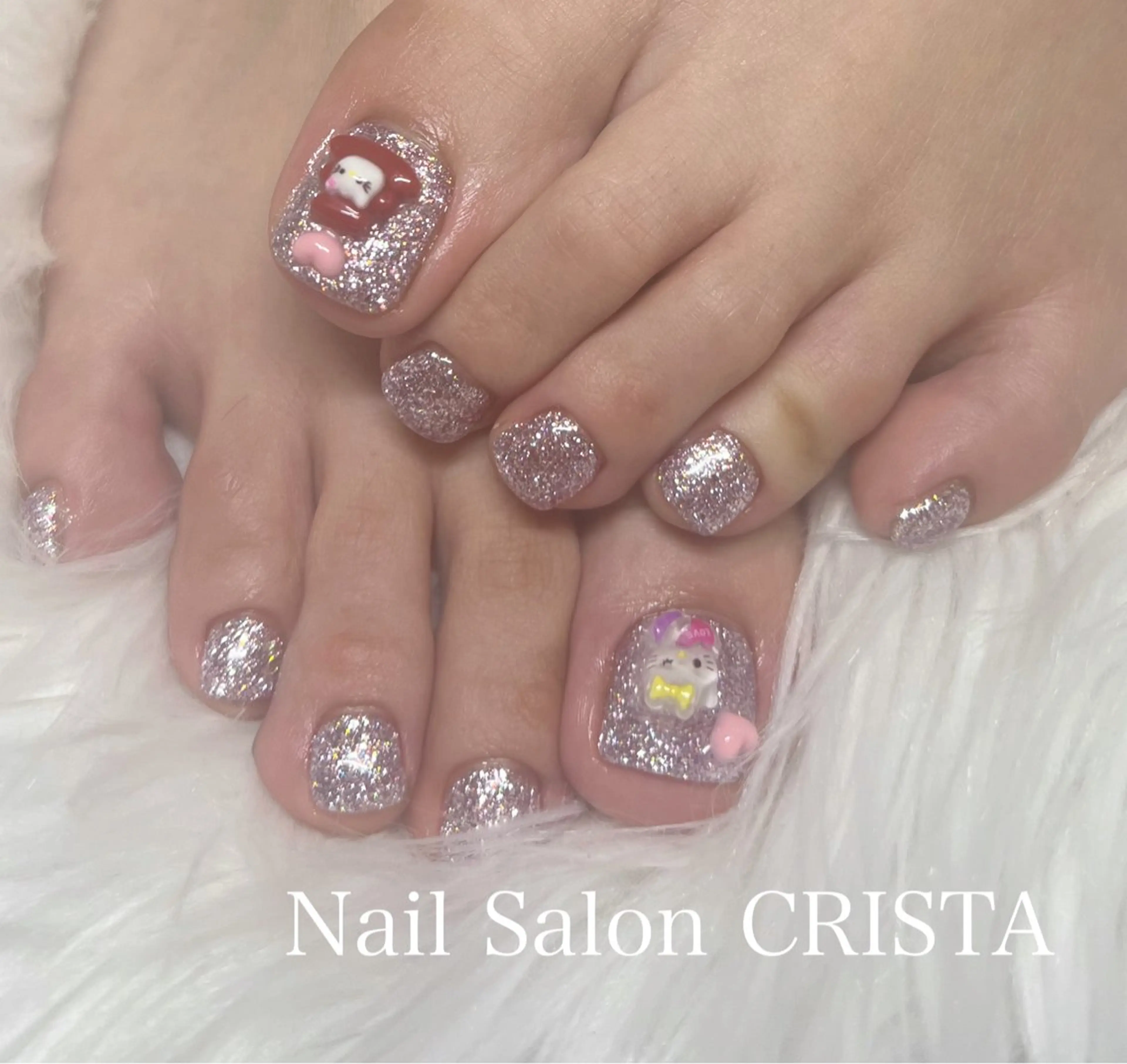 ネイル フラッシュネイル フットネイル ジェルネイル パラジェル ピンク フットネイル Nail Salon CRISTA所属・CRISTA chikakoのネイルデザイン