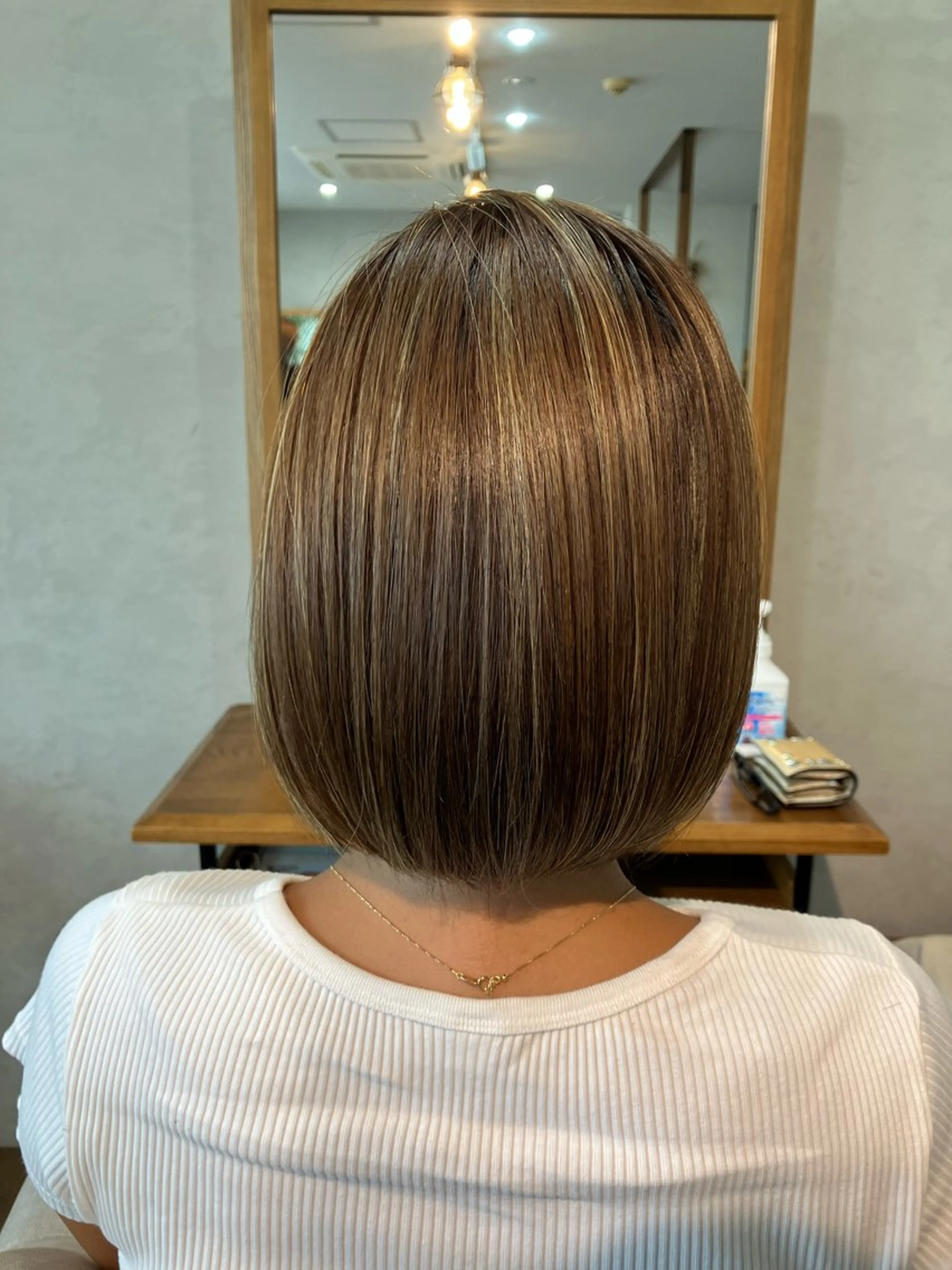 ミディアム カラー ベージュカラー ハイライトカラー ボブ ハイライト Hair&Make Nahoのマツエク・マツパデザイン