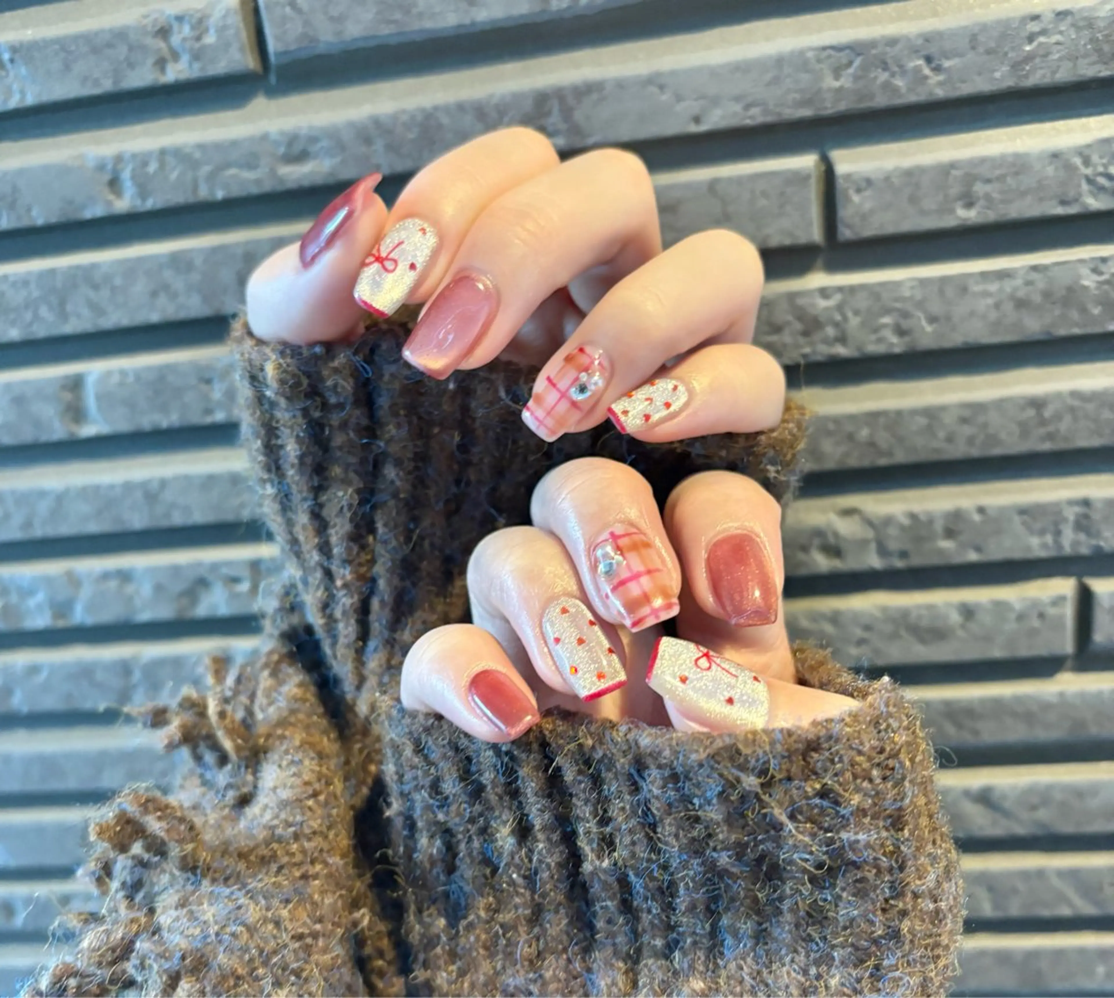 ネイル ドット ハート 冬ネイル わたなべ さやかのネイルデザイン