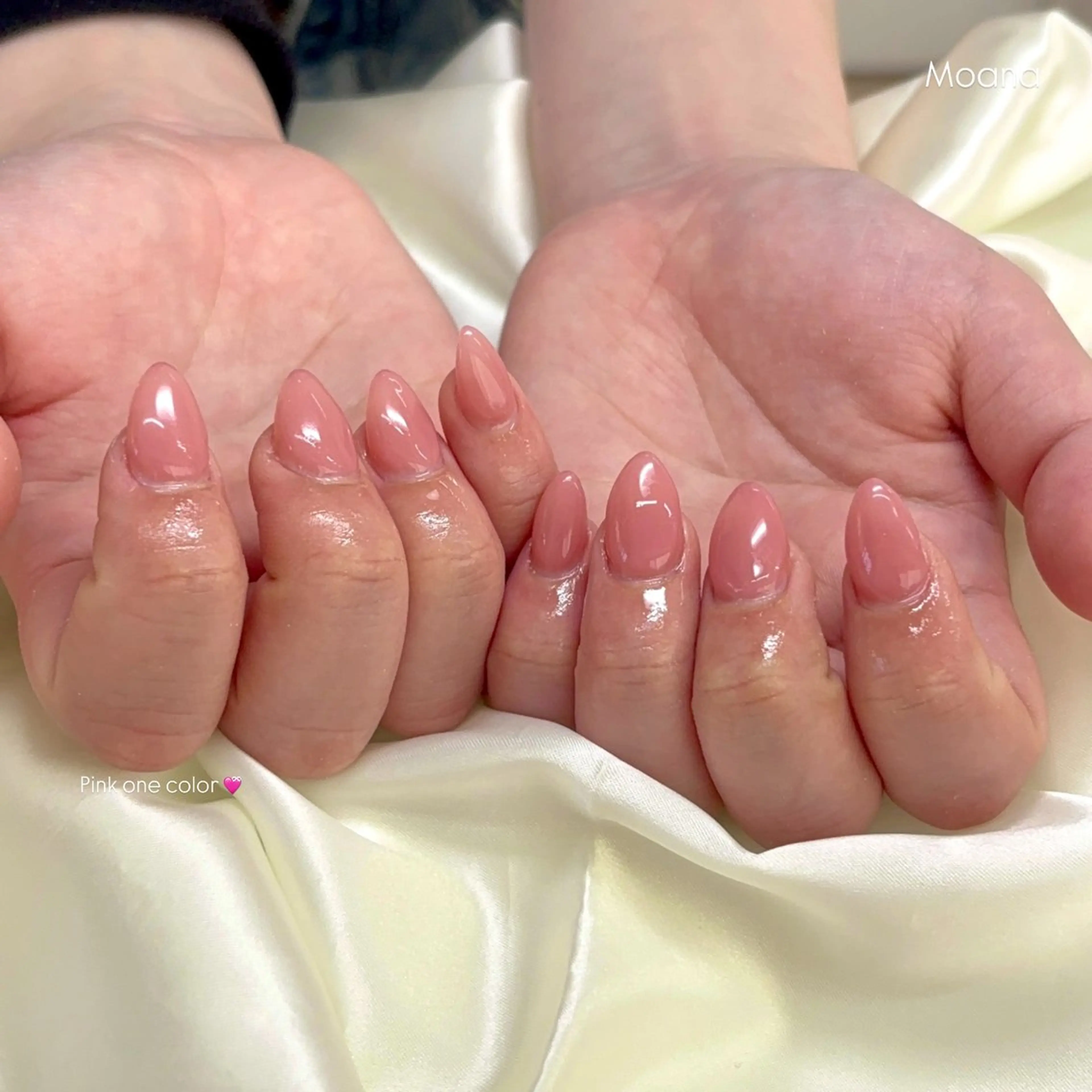 ネイル オフィスネイル ワンカラーネイル ピンク シンプルネイル 春ネイル ハンドネイル Moana nail Hiyoriのネイルデザイン