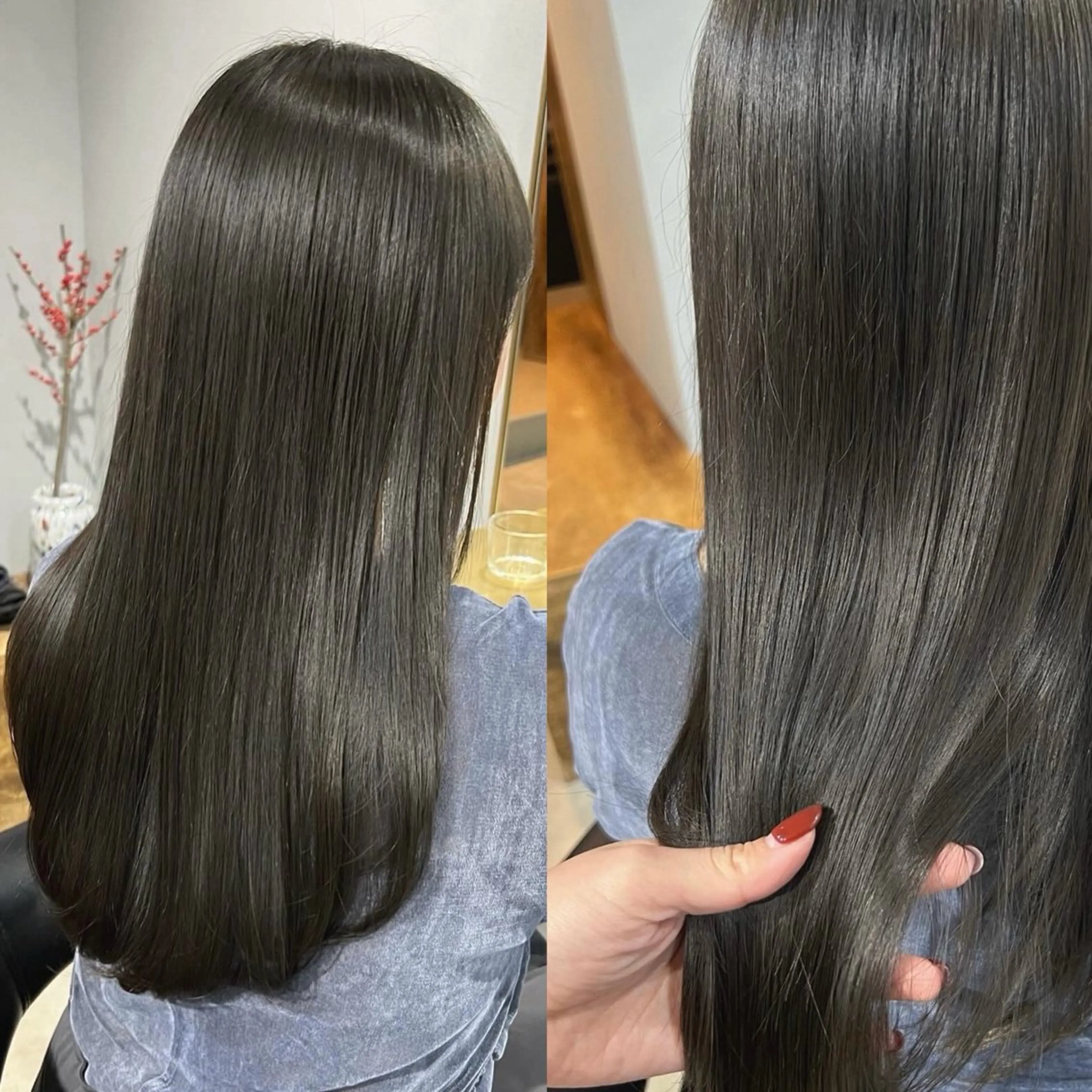 ロング カラー グレージュ オリーブグレージュ オリーブグレー akane/ベージュ /オリーブ/ブラウンのヘアスタイル