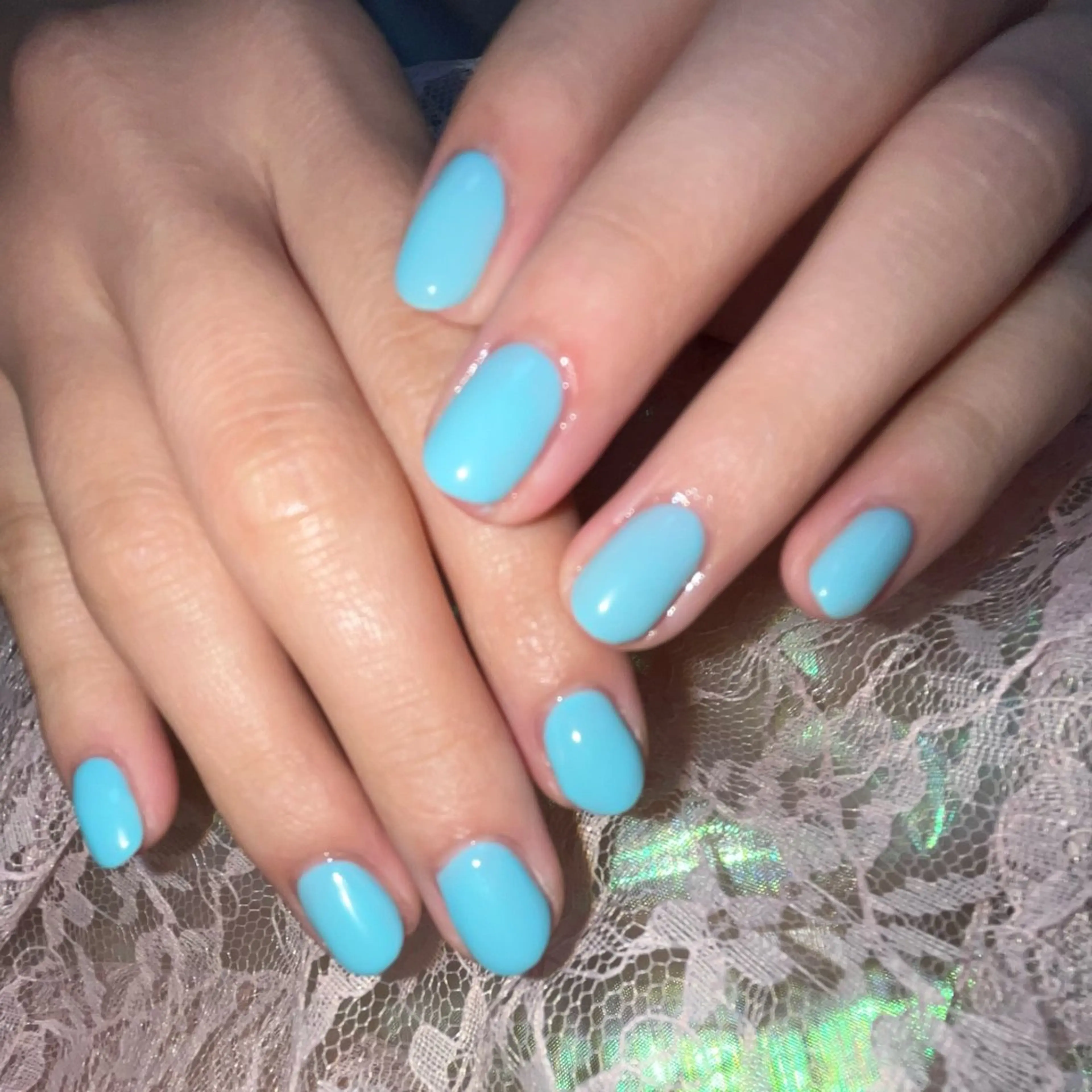 ネイル ブルー ワンカラーネイル ショートネイル ハンドネイル mipa nailのネイルデザイン