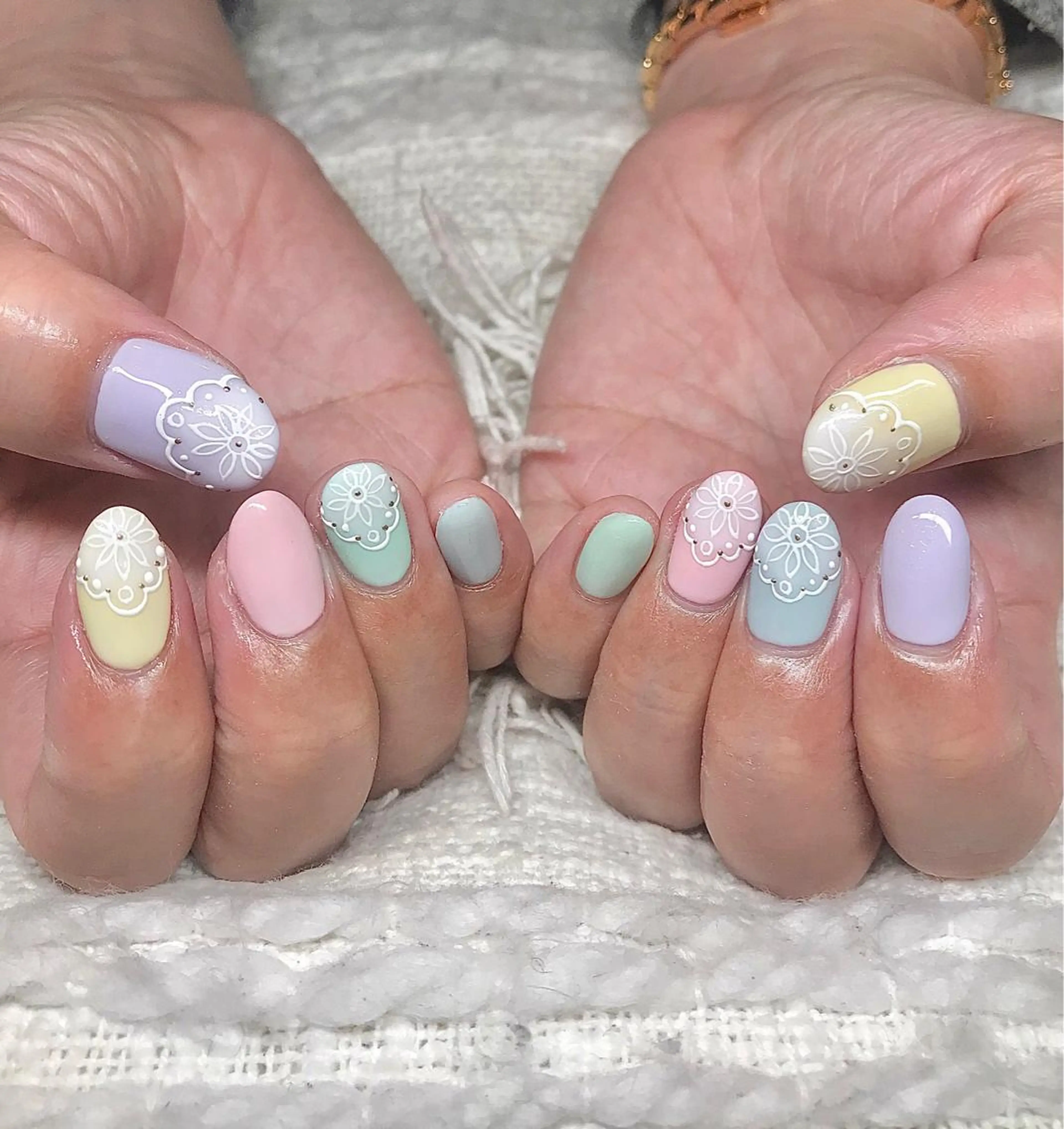 ミディアム カラー パーマ ヘアアレンジ ネイル マツエク・マツパ レース nail&eye Aoのマツエク・マツパデザイン