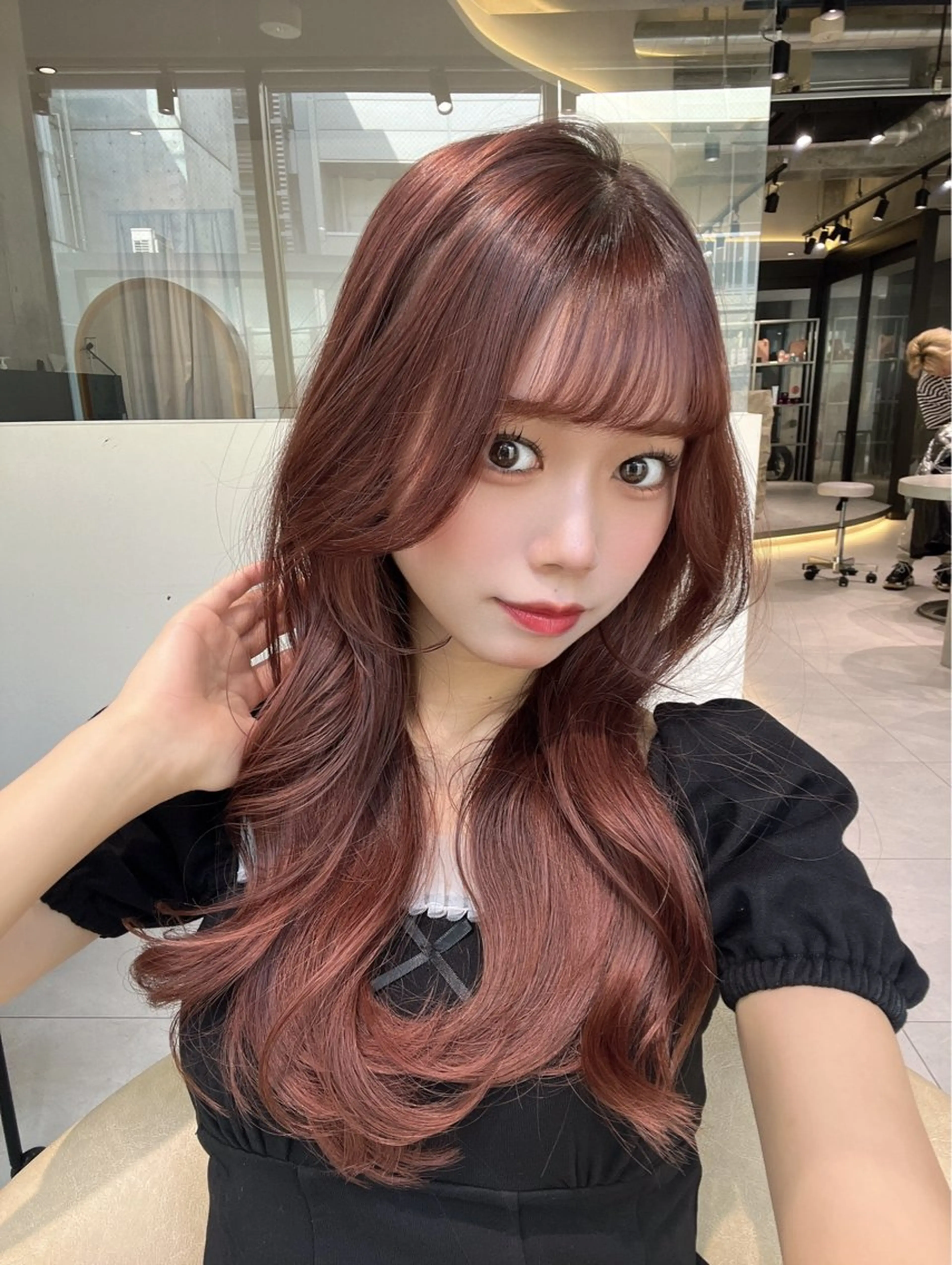 ロング カット ヘアカラー トリートメント 顔周り🇰🇷韓国 レイヤー/モエのヘアスタイル