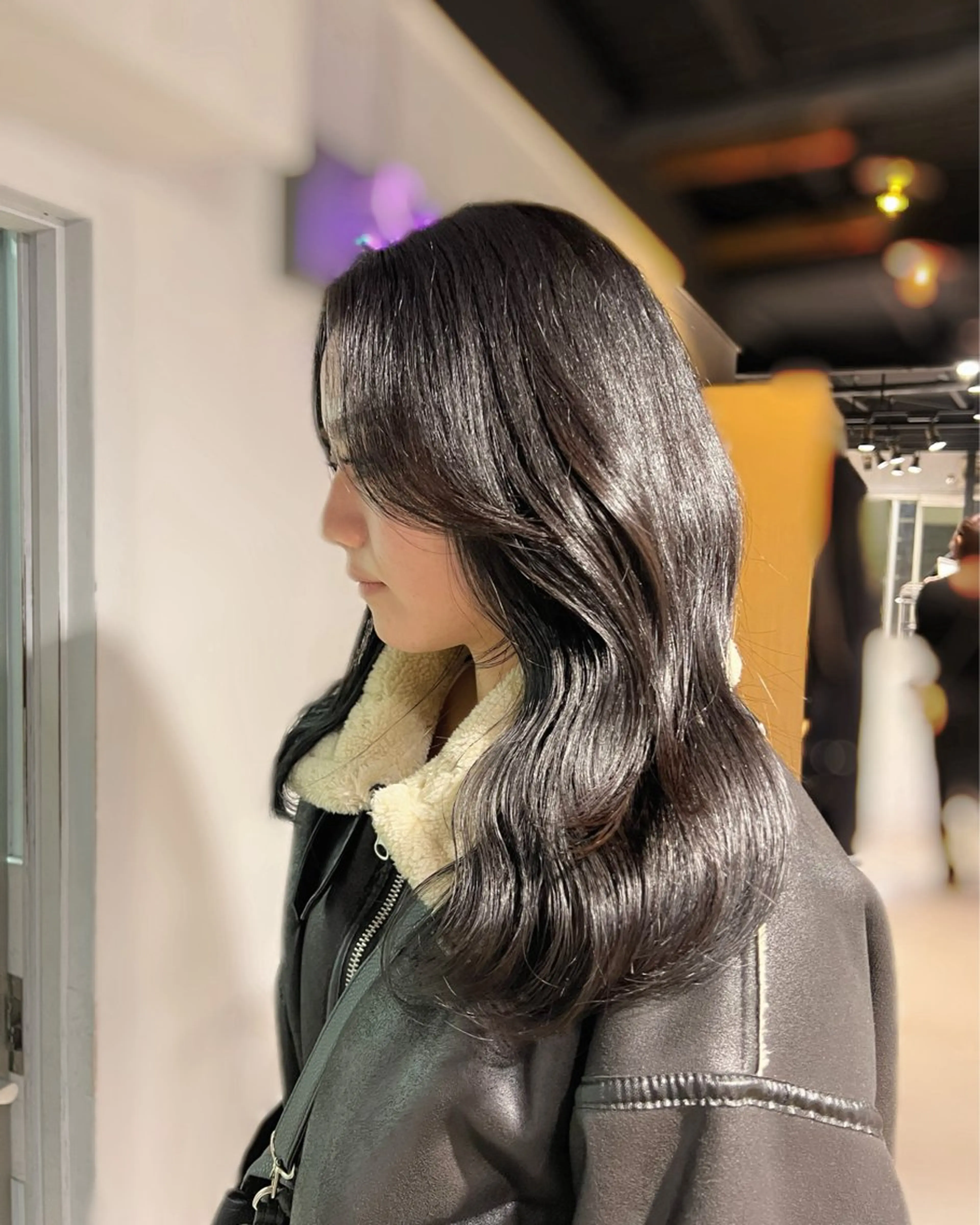 ロング カラー 黒髪 ブルーカラー ブルーブラック 髪質改善 韓国風ヘア ヘアカラー トリートメント NANAMI🩵 大人可愛い韓国ヘアのヘアスタイル